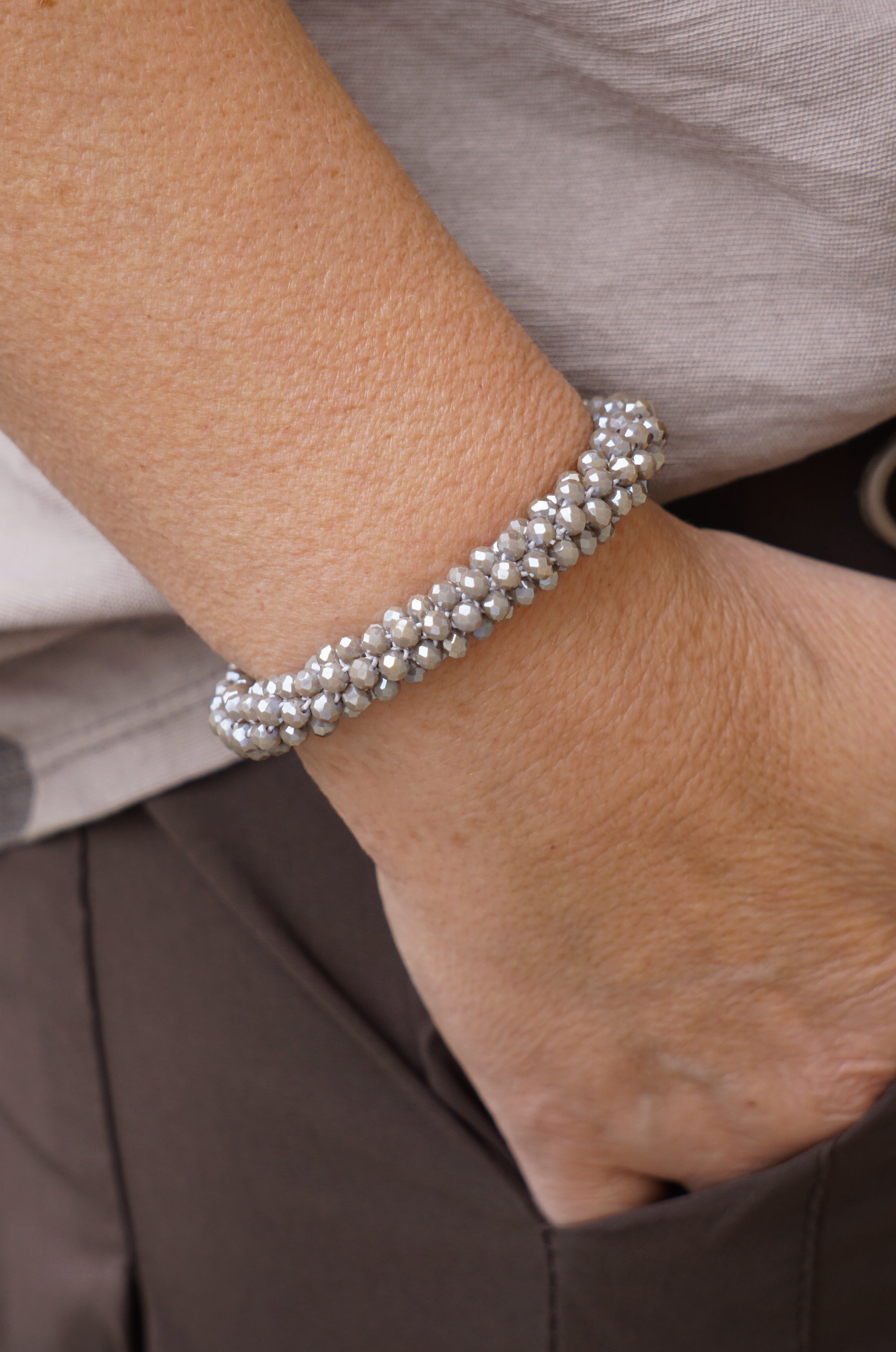 Perlenarmband, taupe