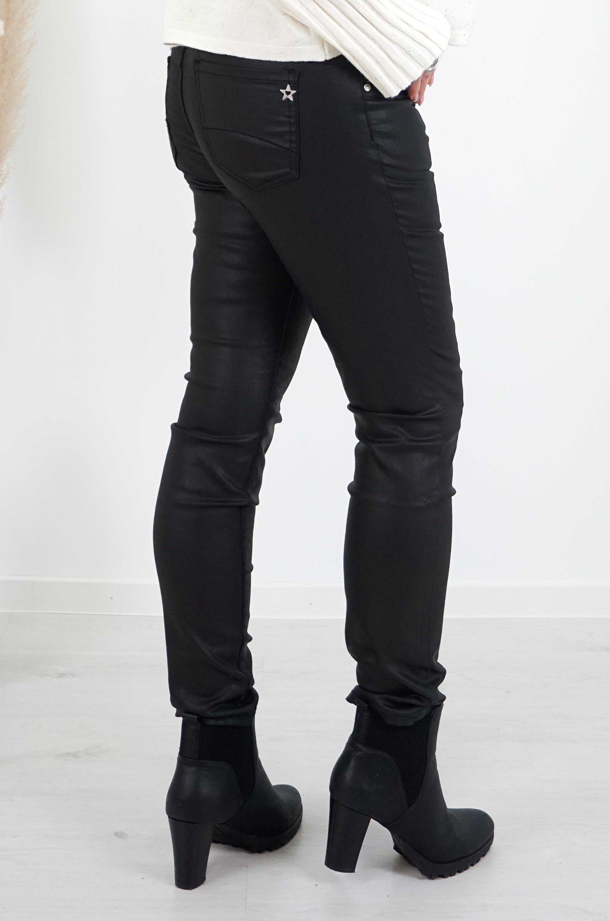 Jewelly Lederimitat Hose, schwarz