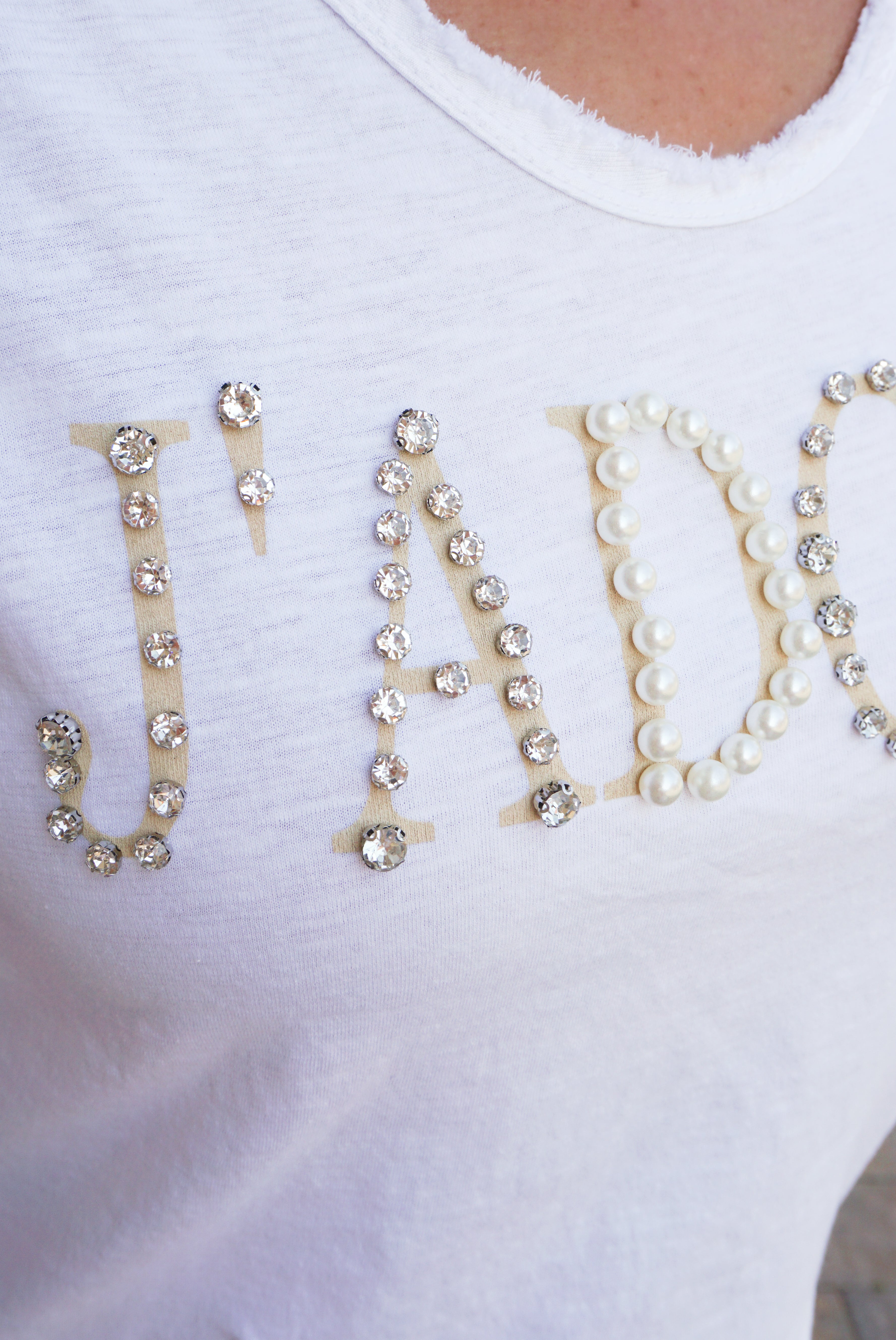 T-Shirt "glamour J'ADORE", weiß