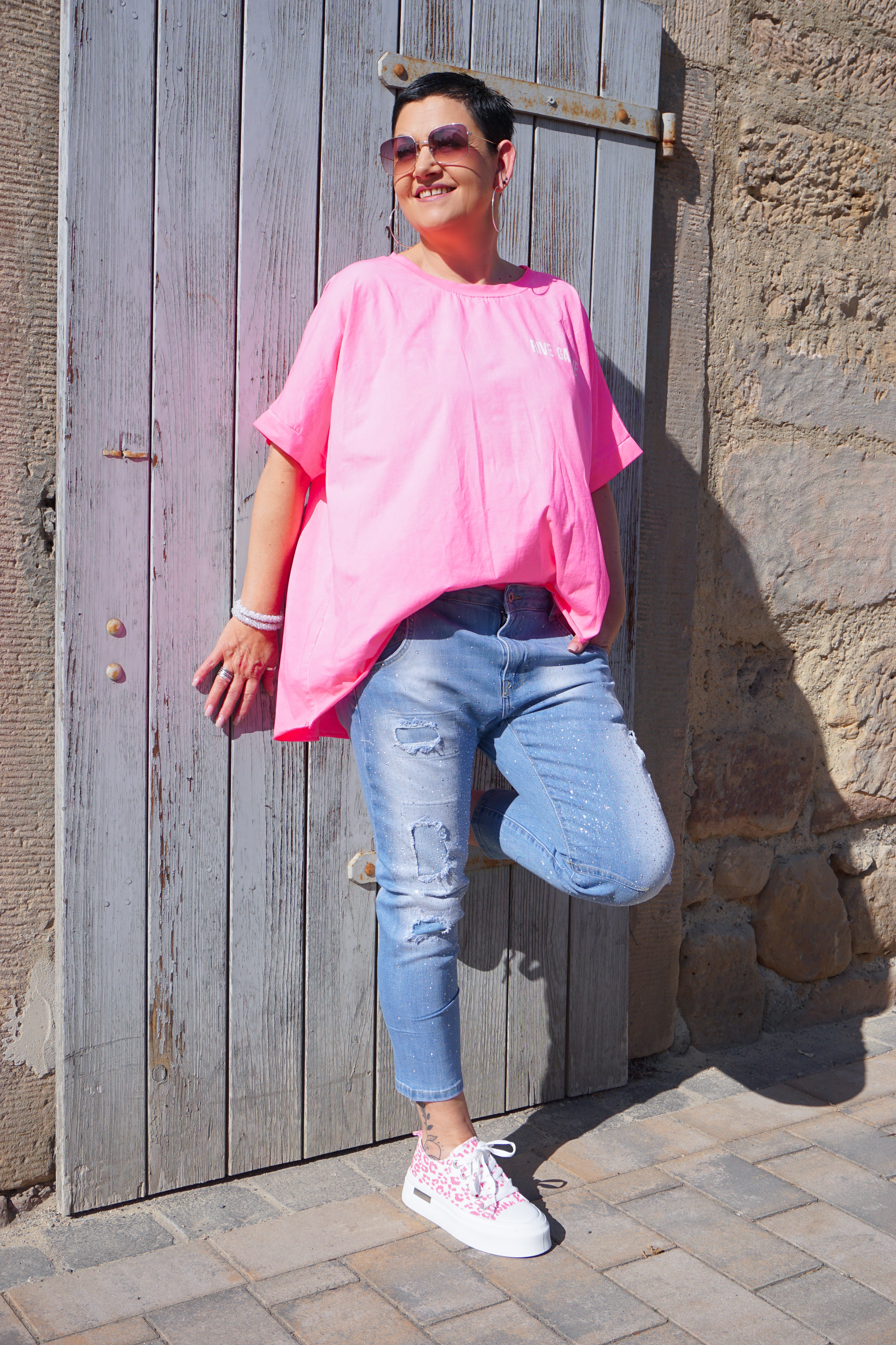 T-Shirt "RIVE GAUCHE", neonpink