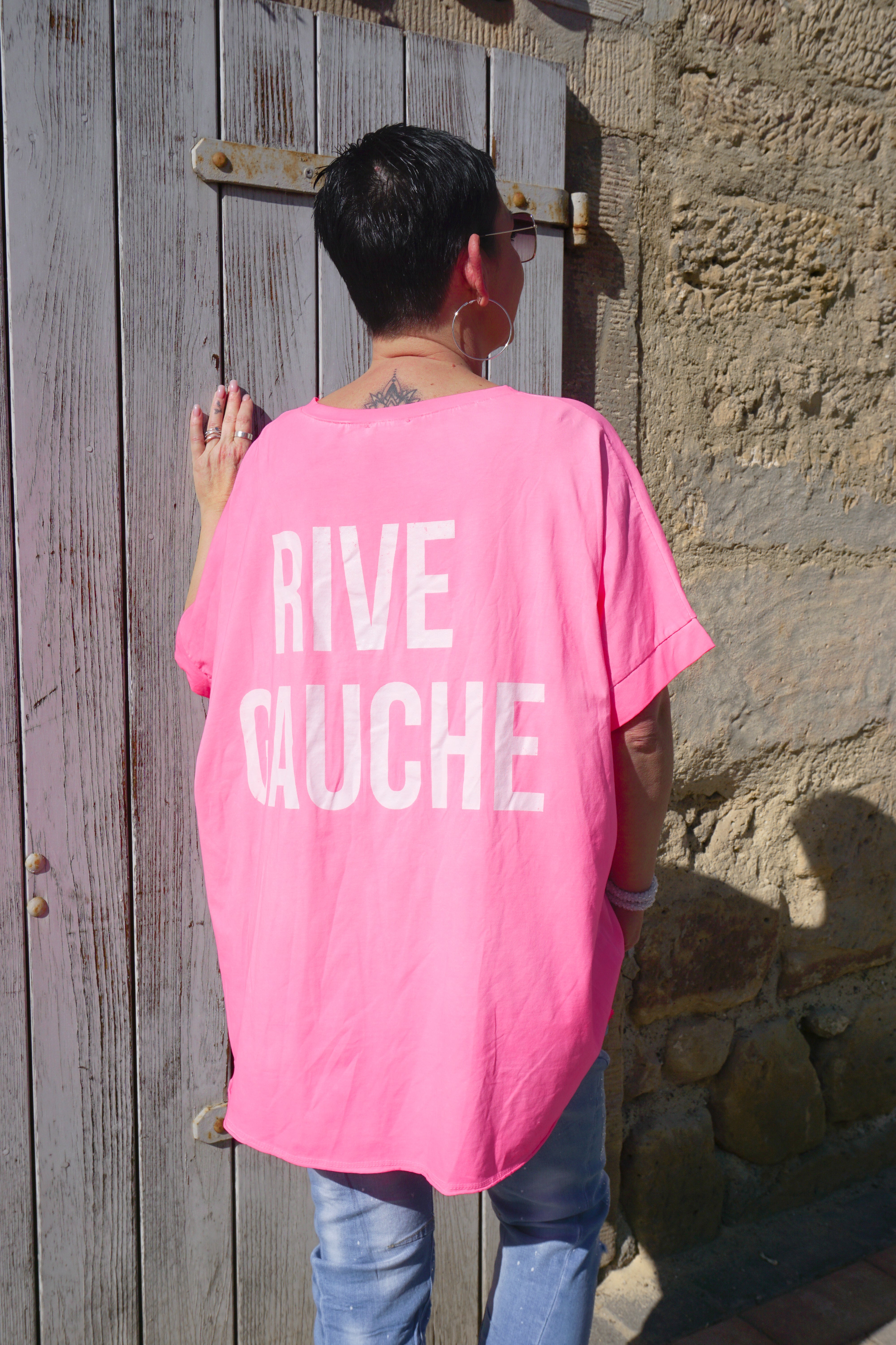 T-Shirt "RIVE GAUCHE", neonpink