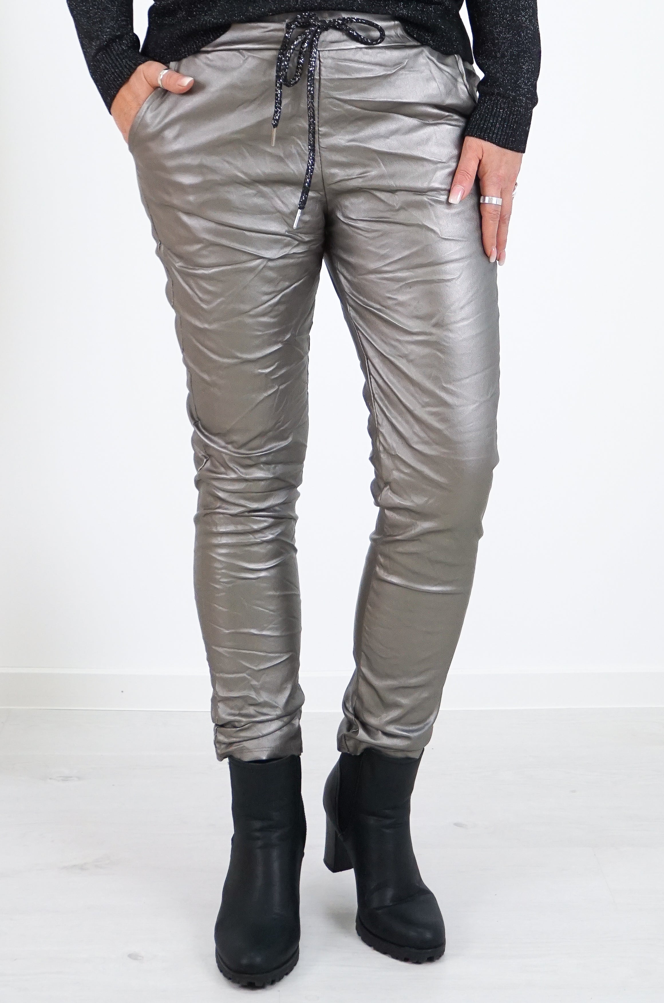 Lederimitat Jogpant , silber