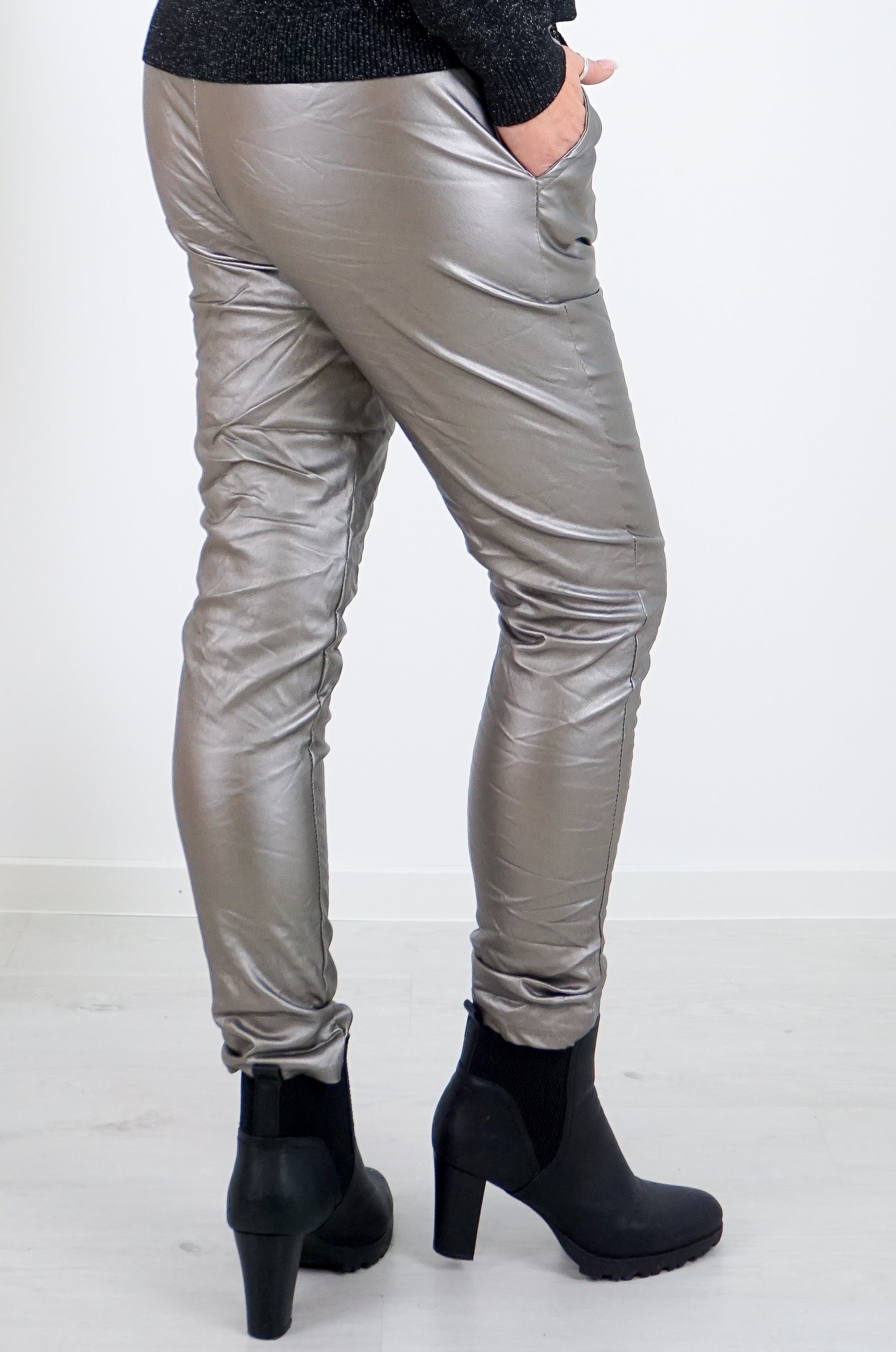 Lederimitat Jogpant , silber