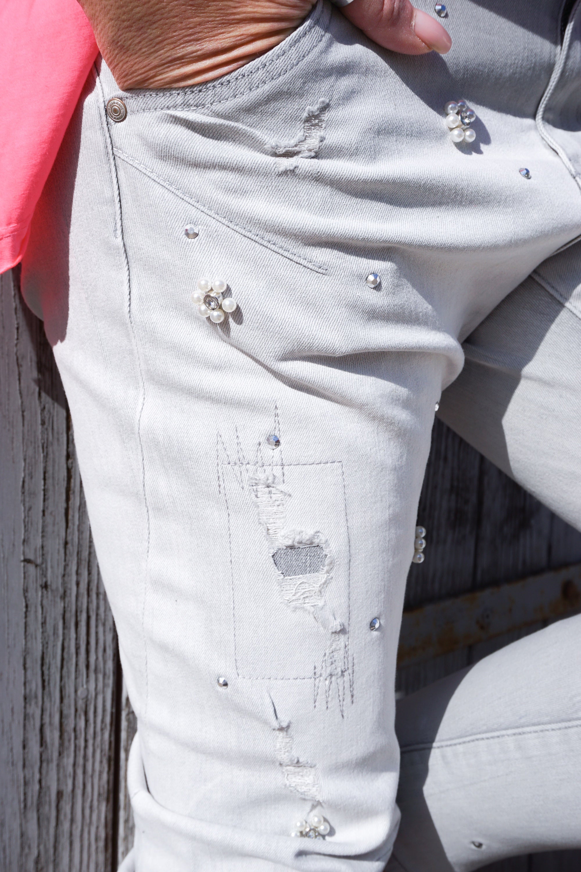 Sexy Woman 7/8 Jeans “glamour“, grau