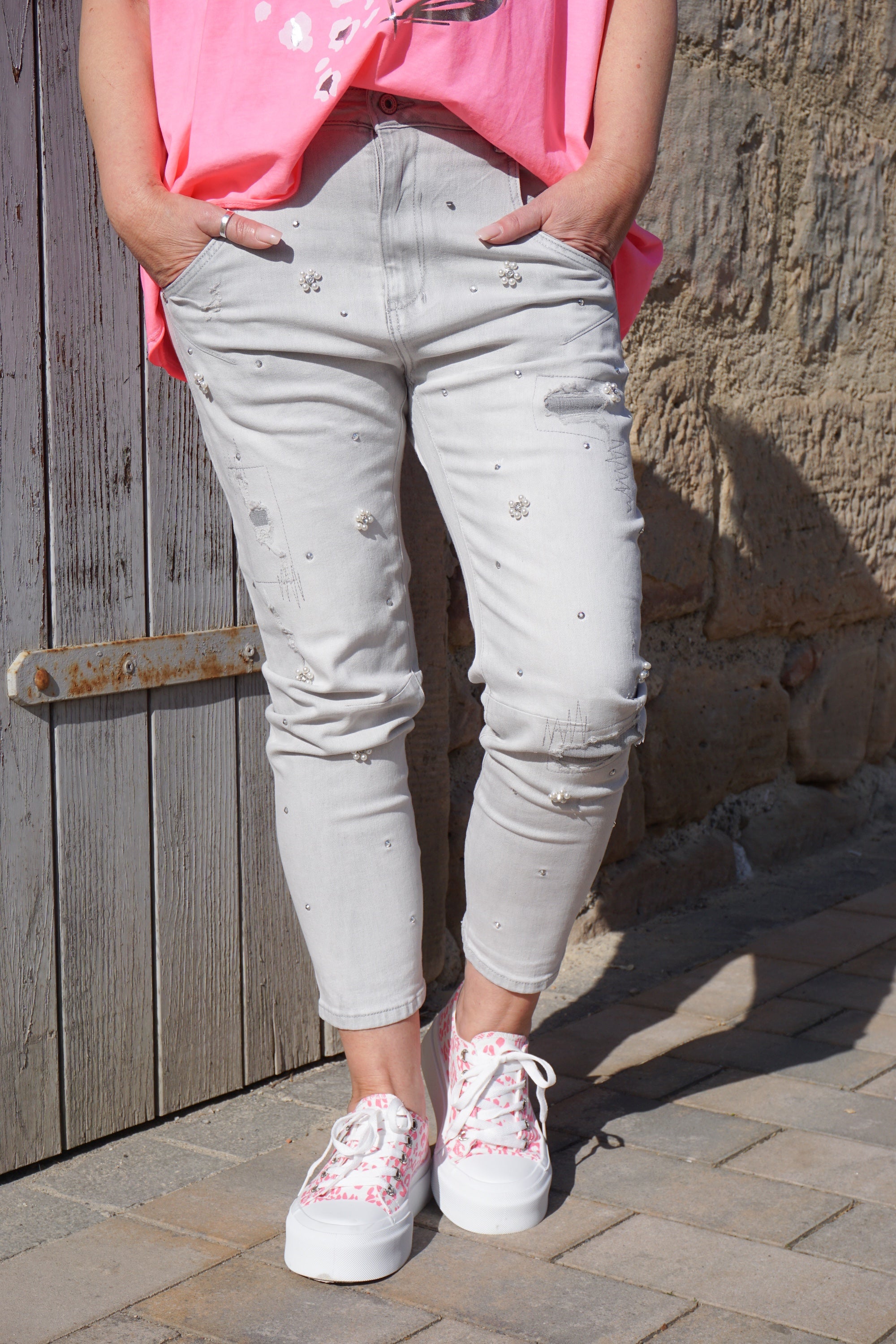 Sexy Woman 7/8 Jeans “glamour“, grau