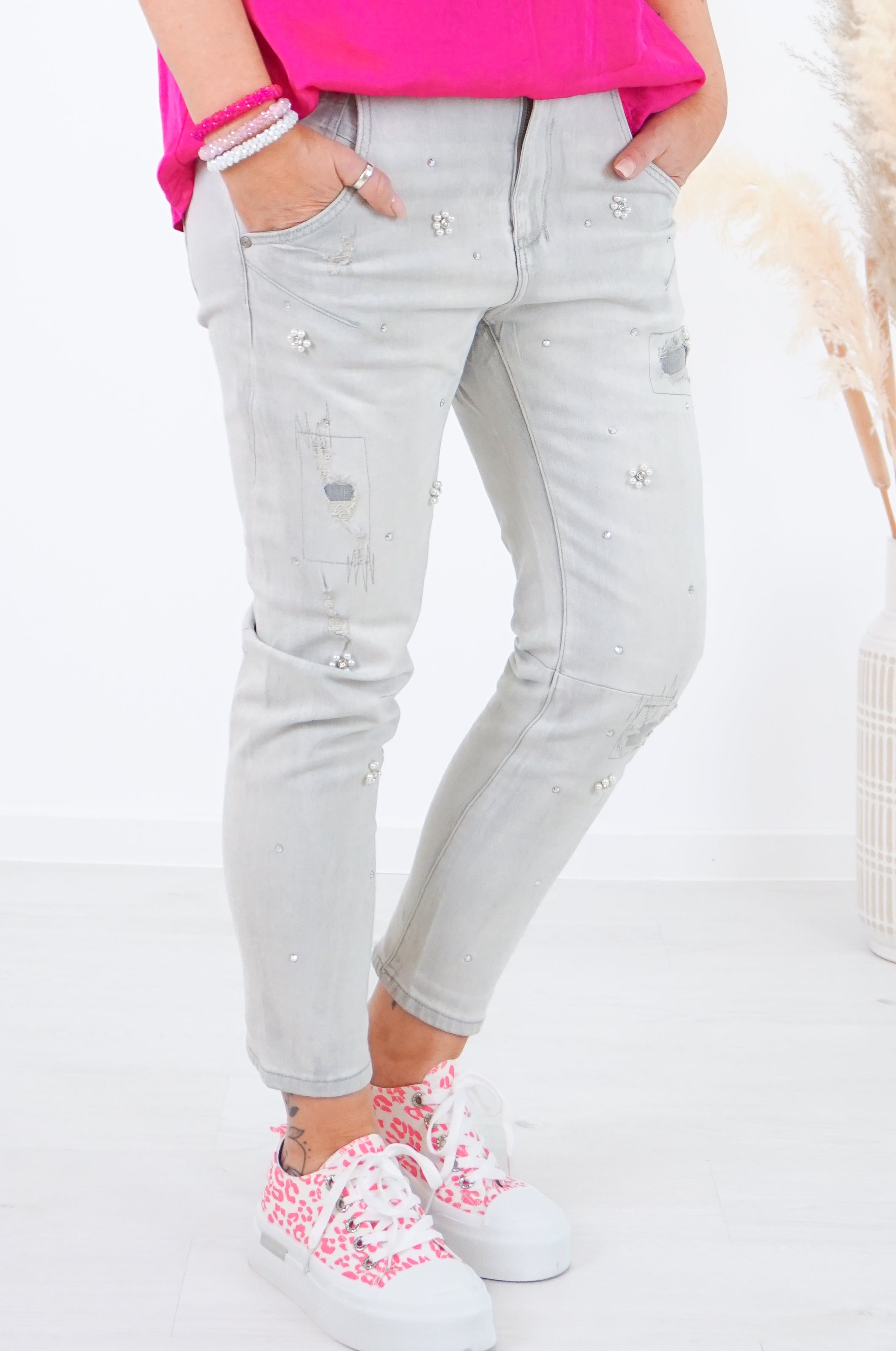 Sexy Woman 7/8 Jeans “glamour“, grau