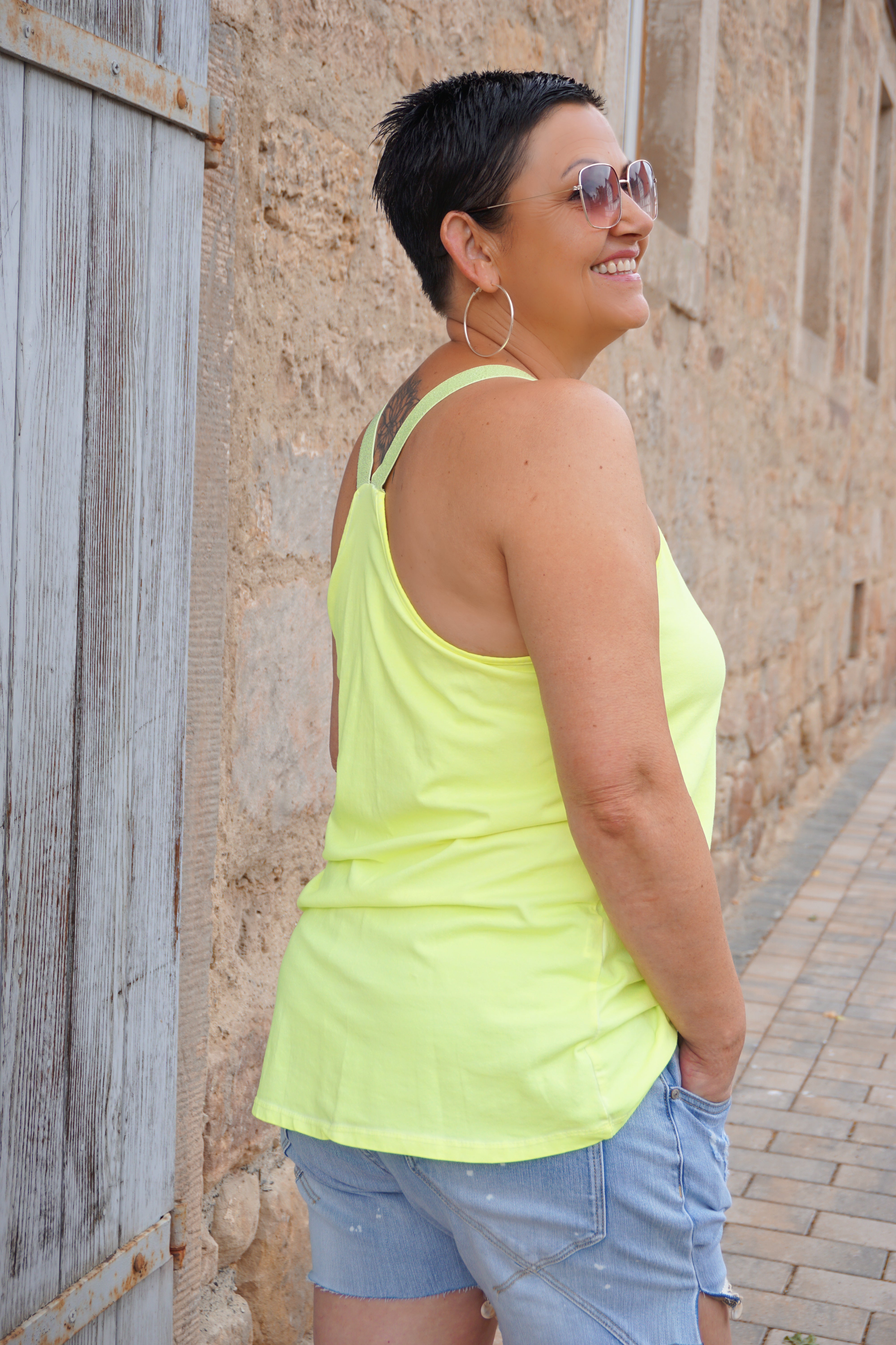 Zweite Wahl - Basic Top, neongelb - Vom Umtausch ausgeschlossen