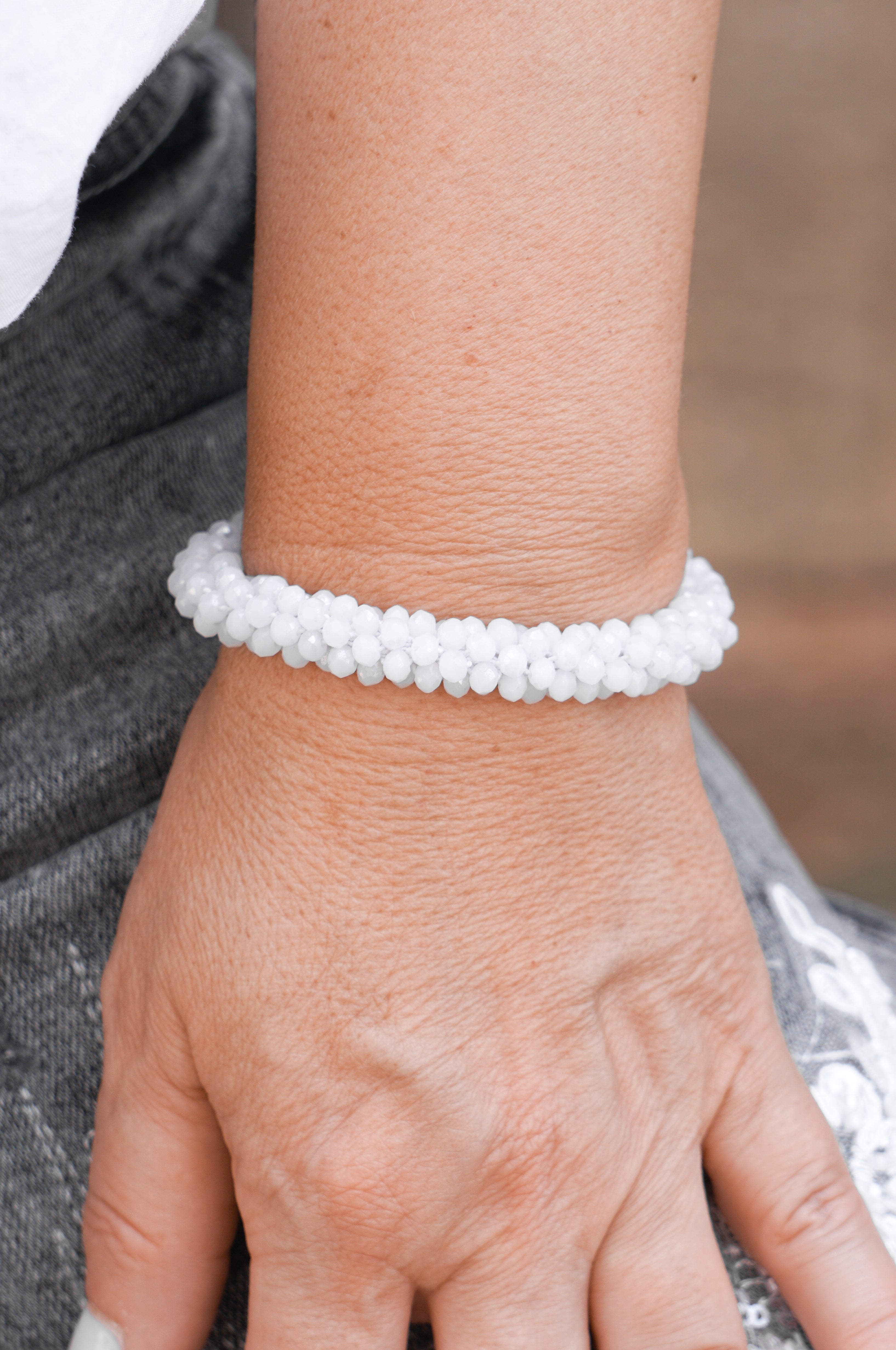Perlenarmband, weiß