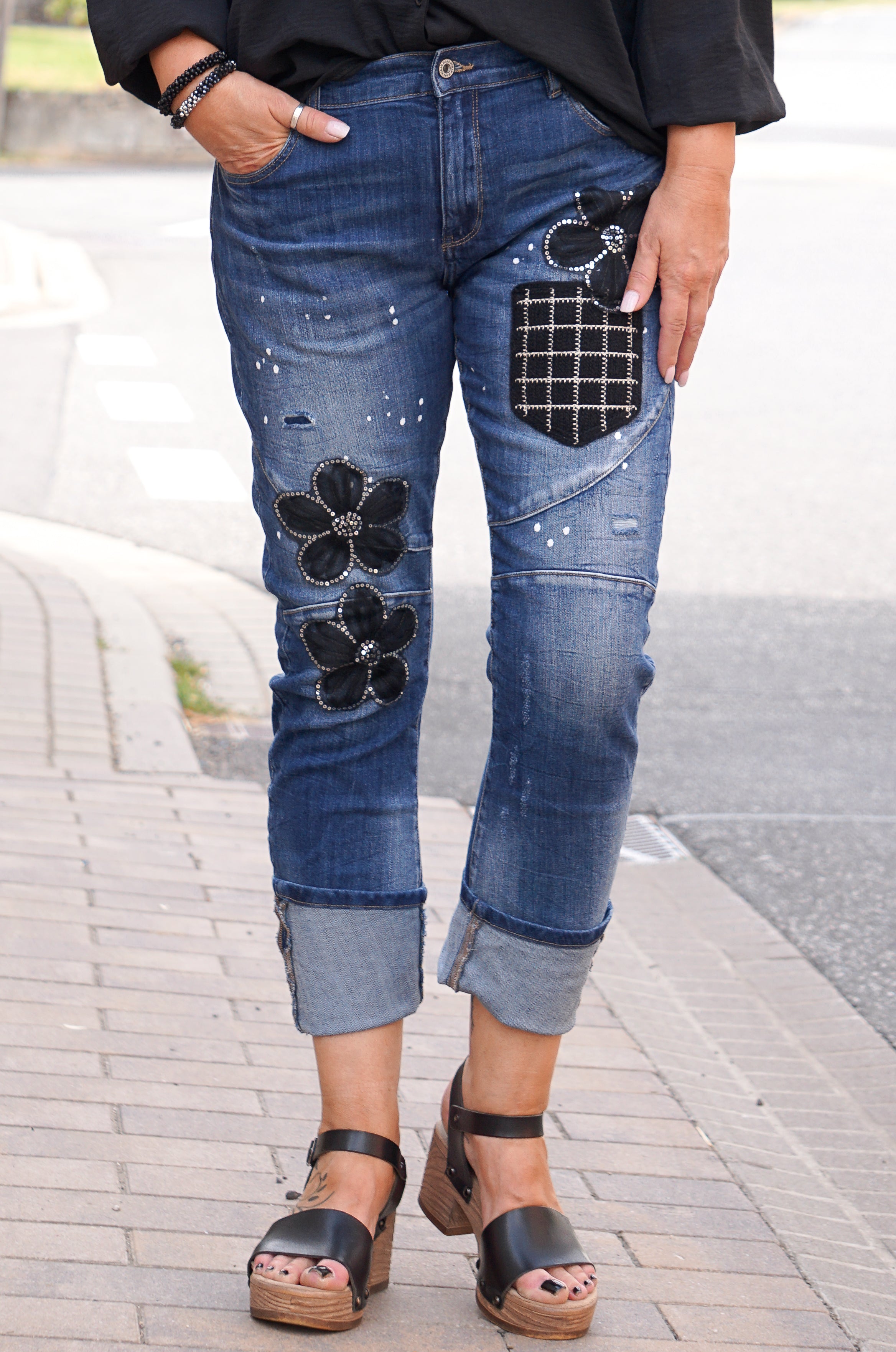 Sexy Woman Jeans „Black Daisy“
