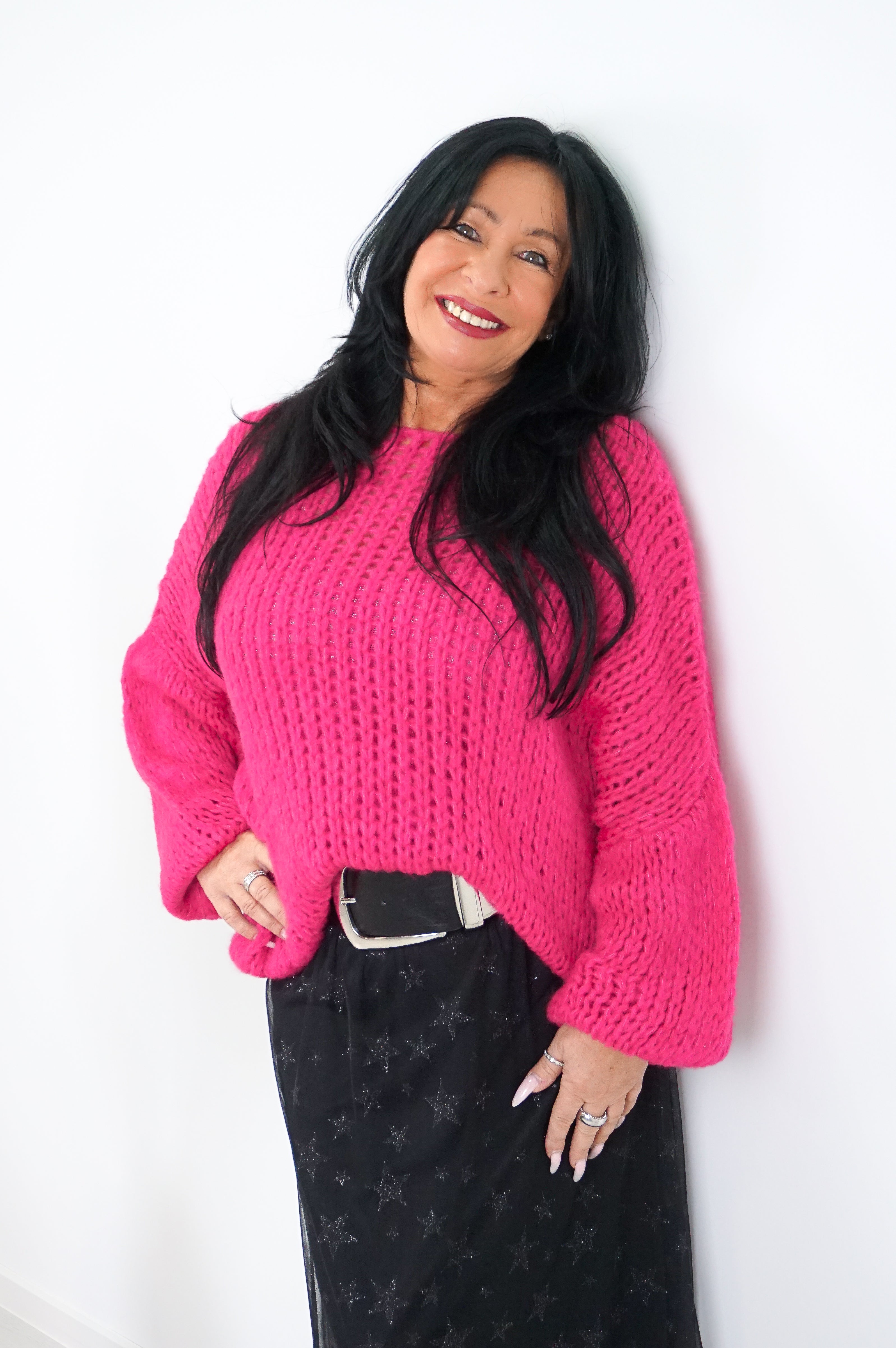 Grober Basic Strickpulli, pink