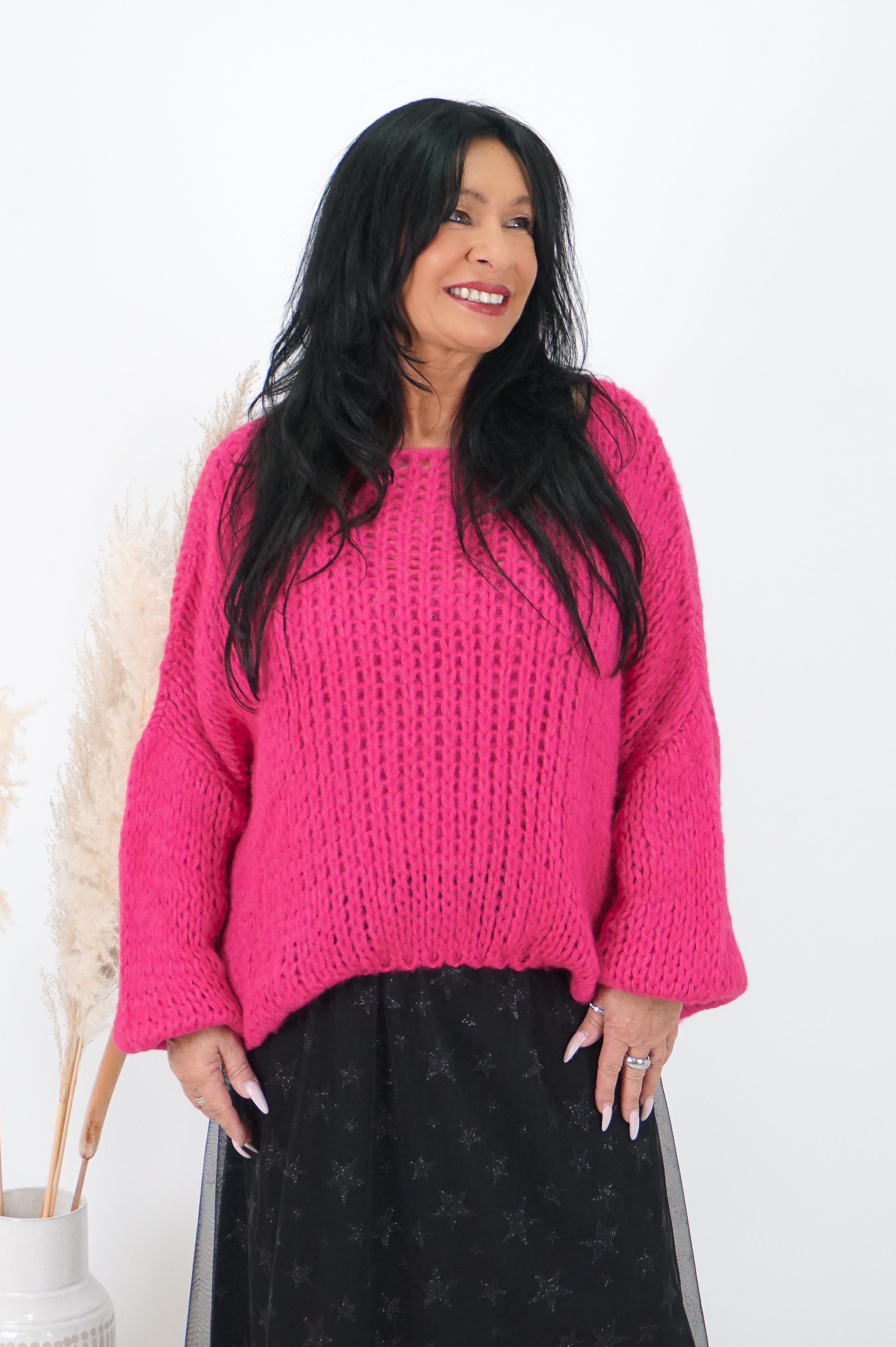 Grober Basic Strickpulli, pink