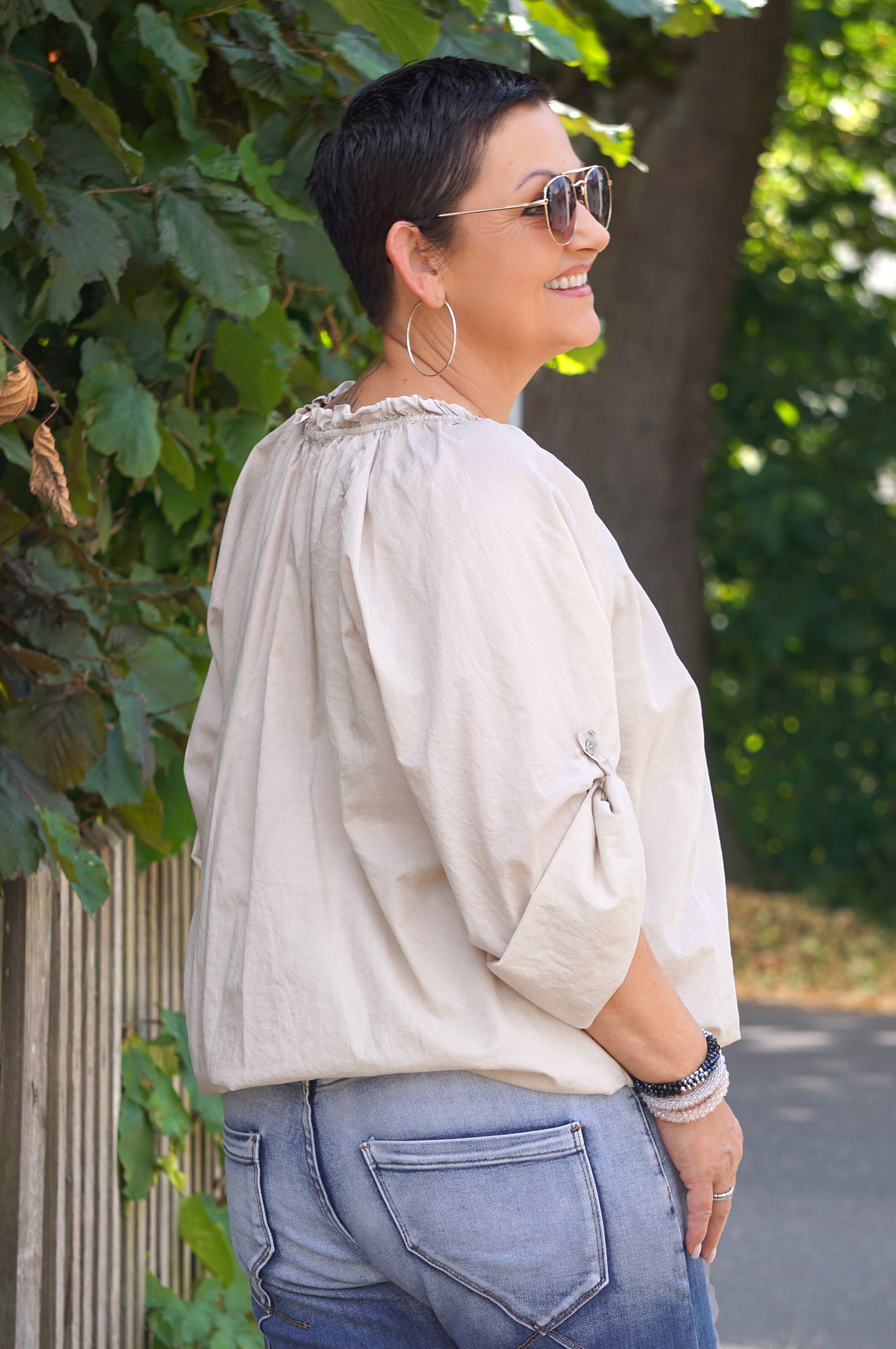 Ballonbluse, beige