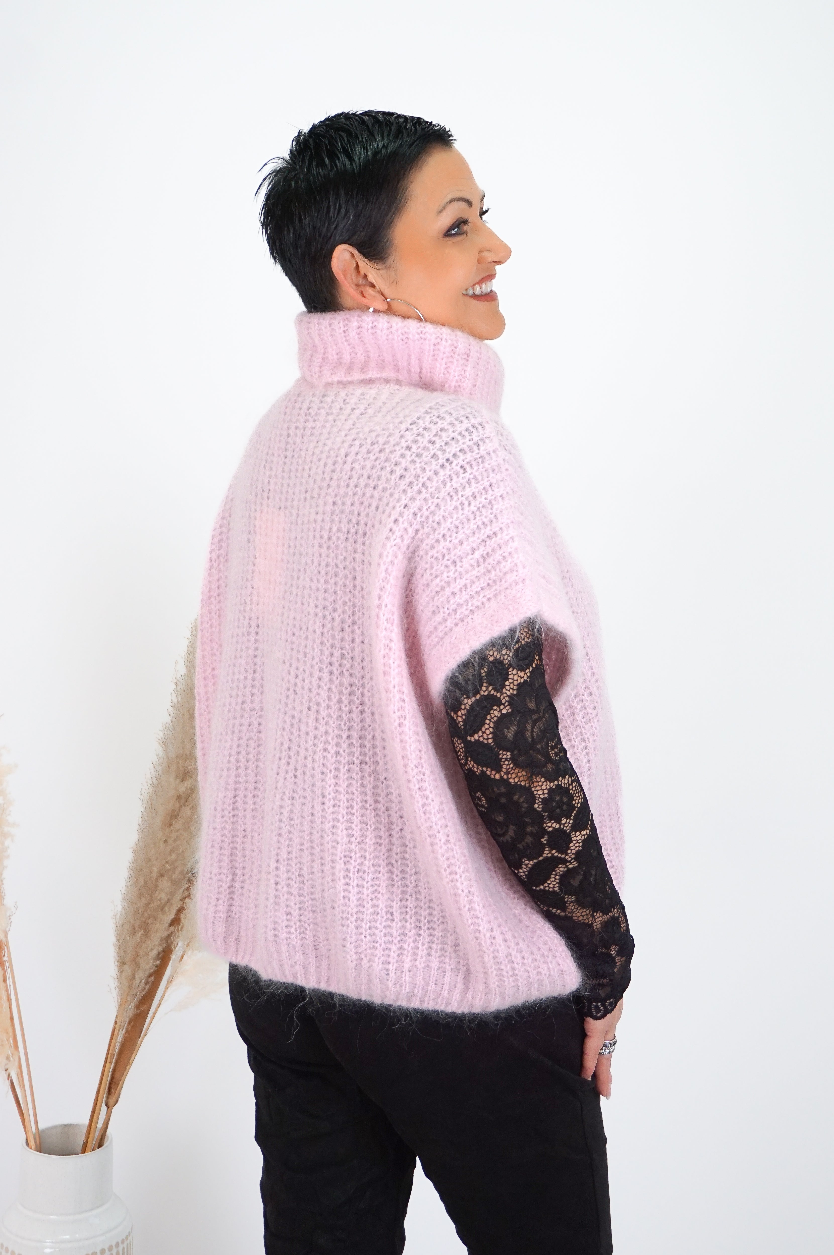 Strickpullunder mit Rollkragen, rosa