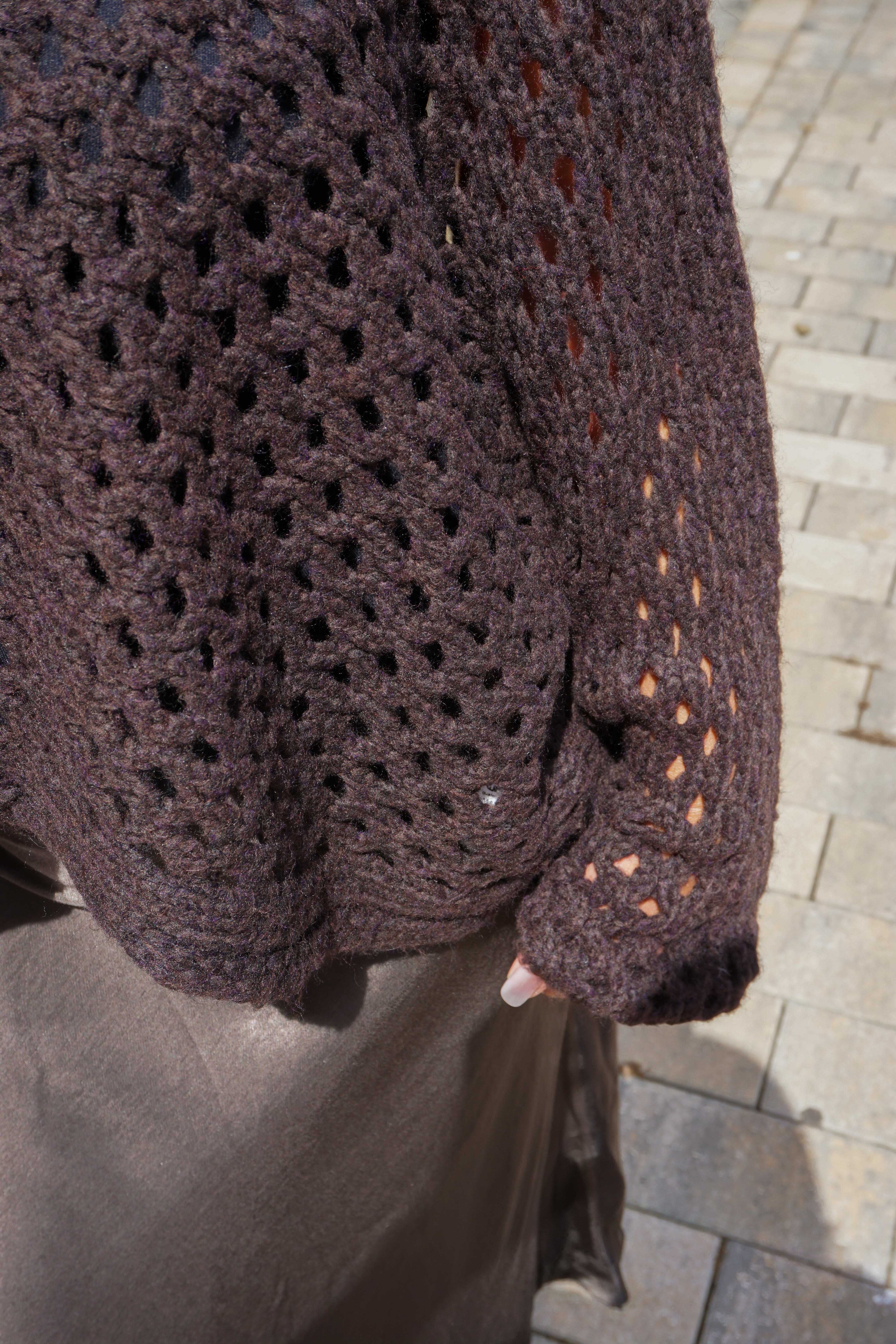Lochstrickpulli, schokobraun