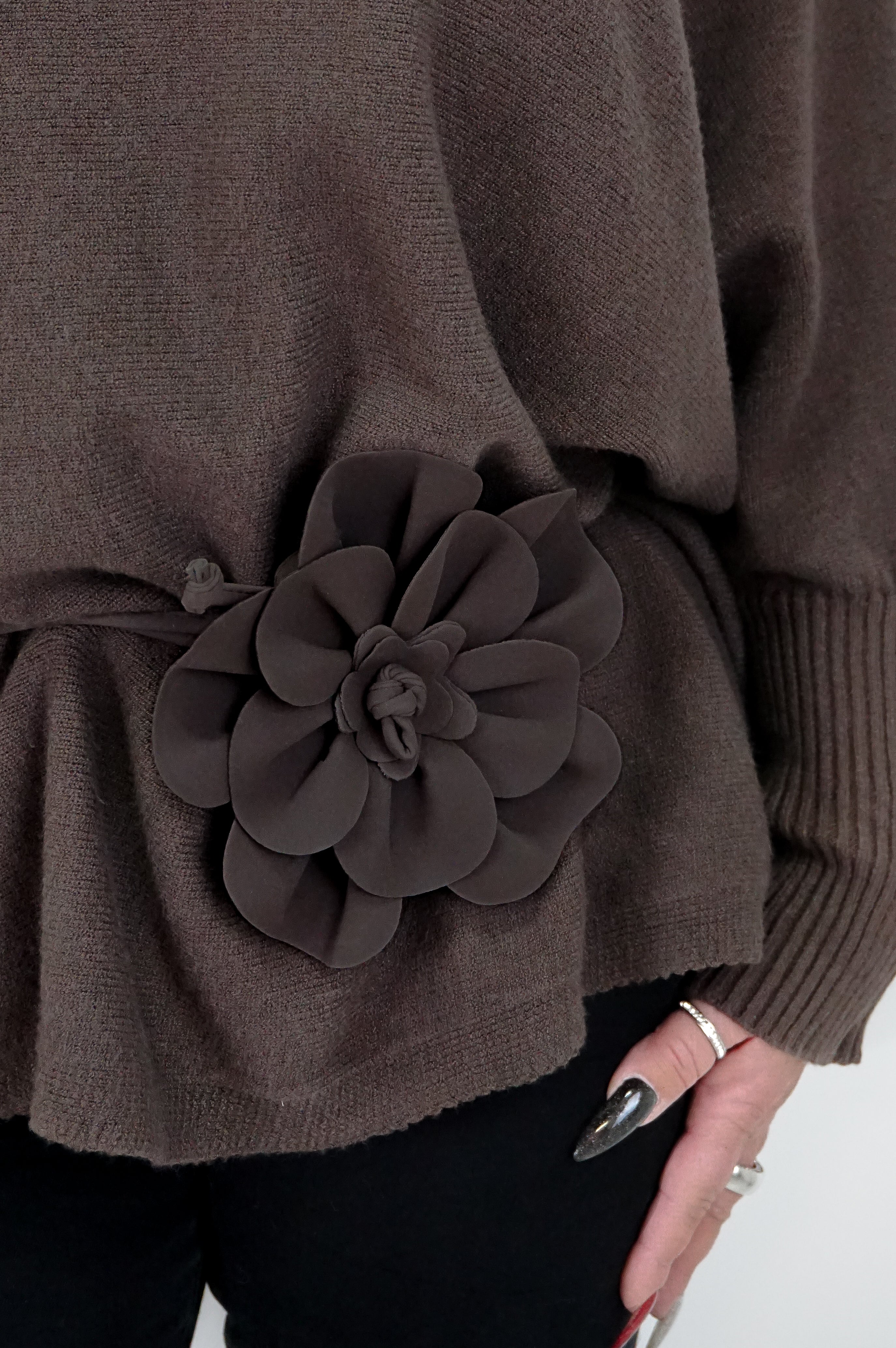 Bindegürtel "Flower", schokobraun