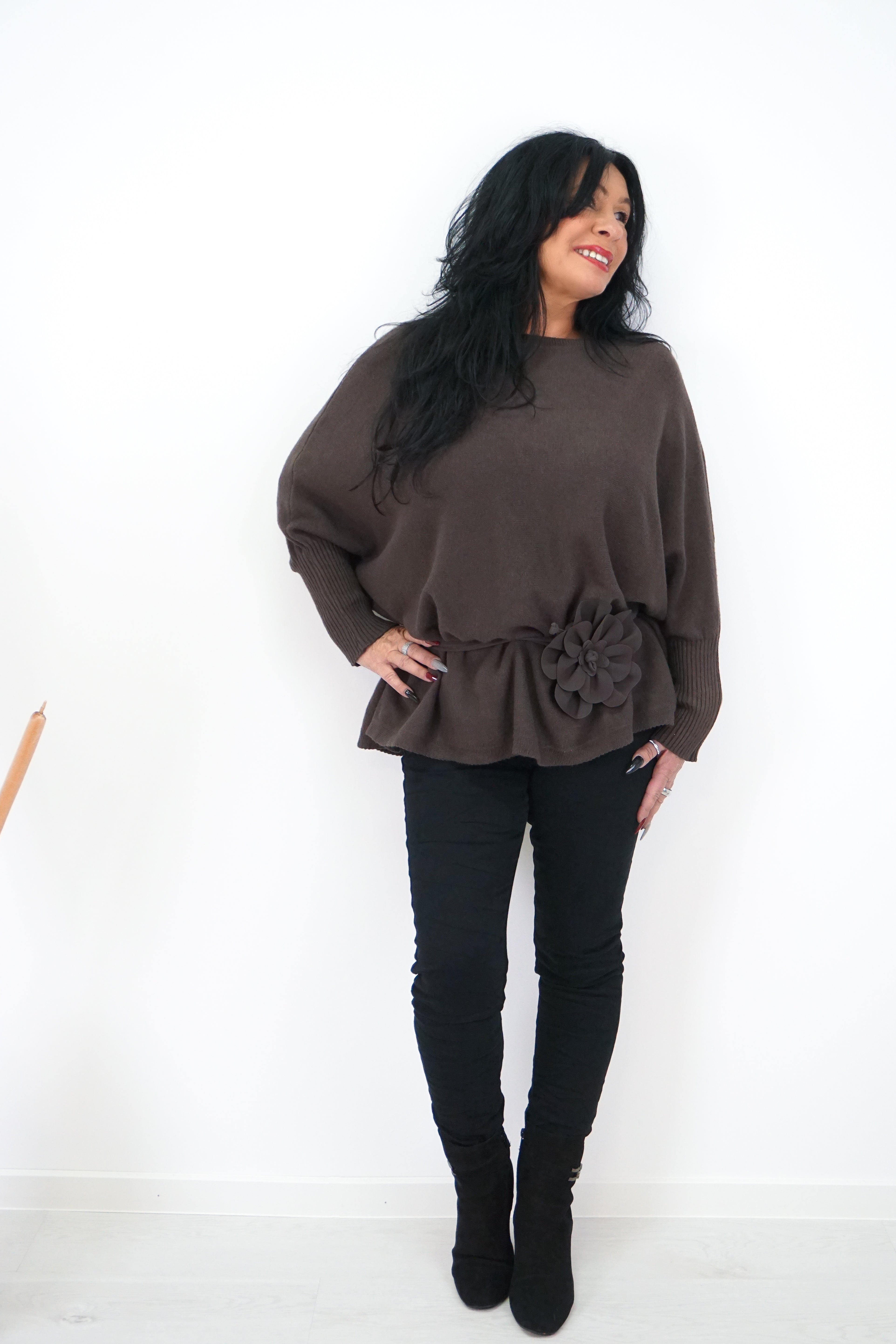 Bindegürtel "Flower", schokobraun