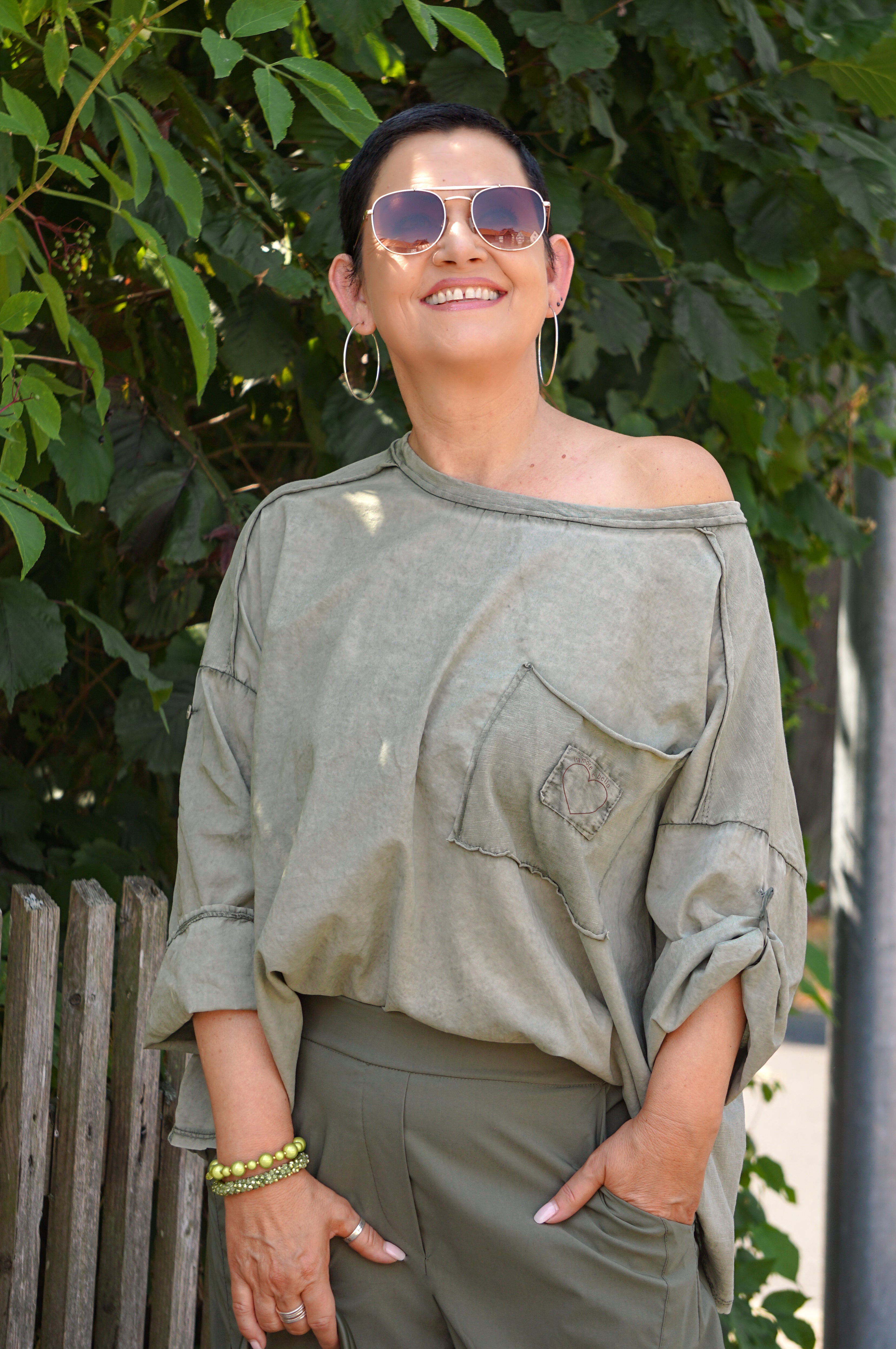Langarmshirt „l‘amore“, khaki