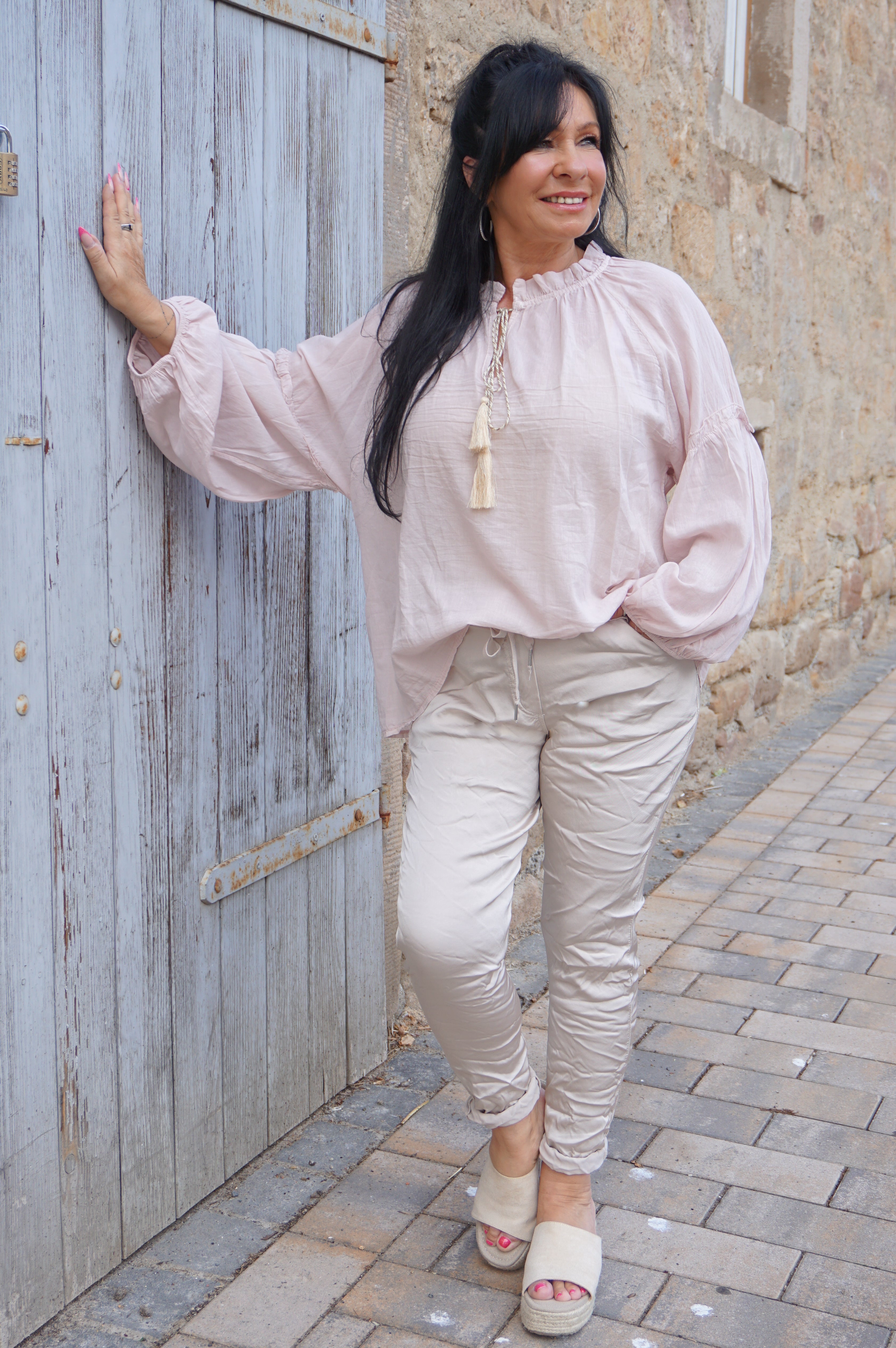 Leichte Bluse mit weiten Ärmeln, rose