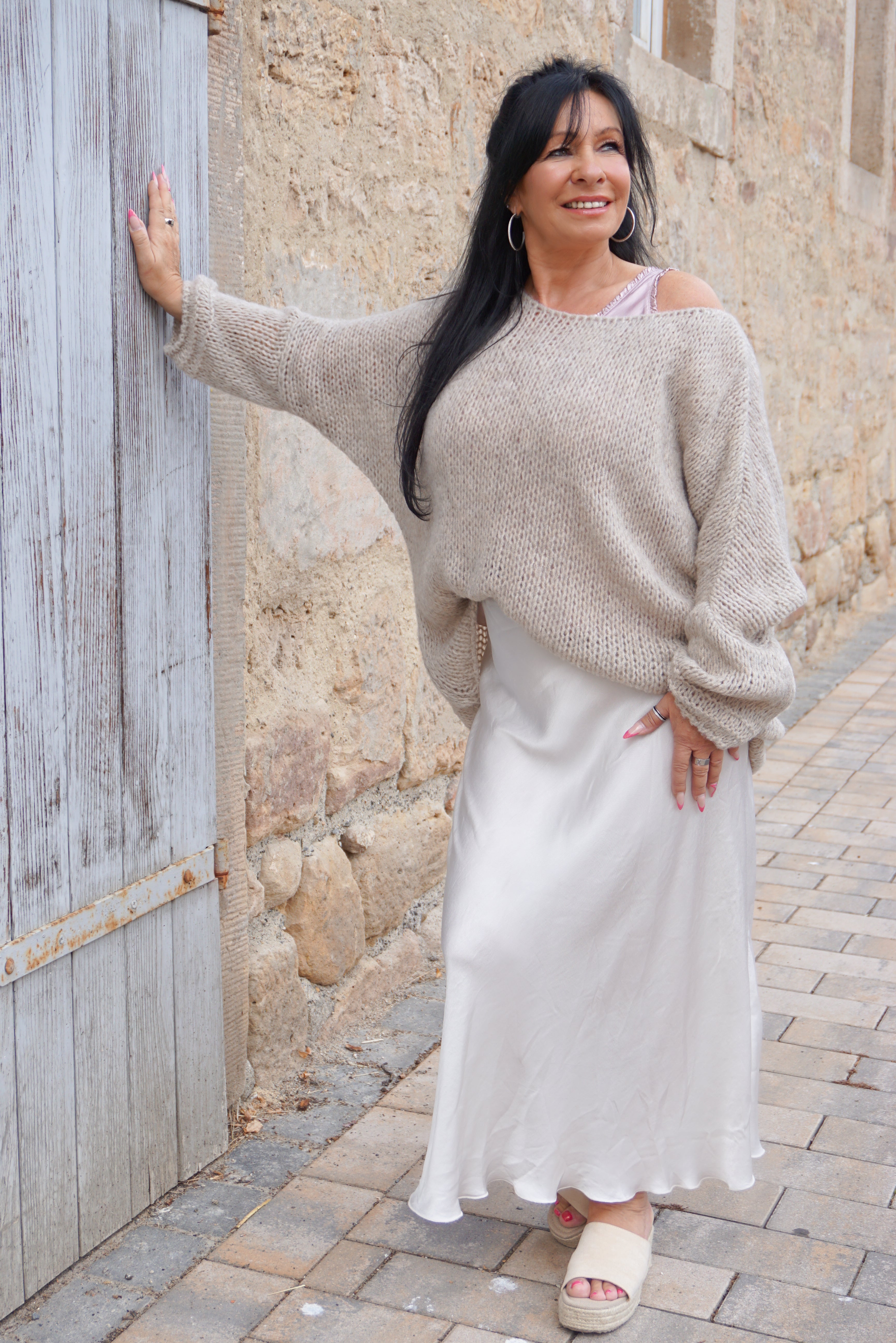 Basic Strickpulli, beige