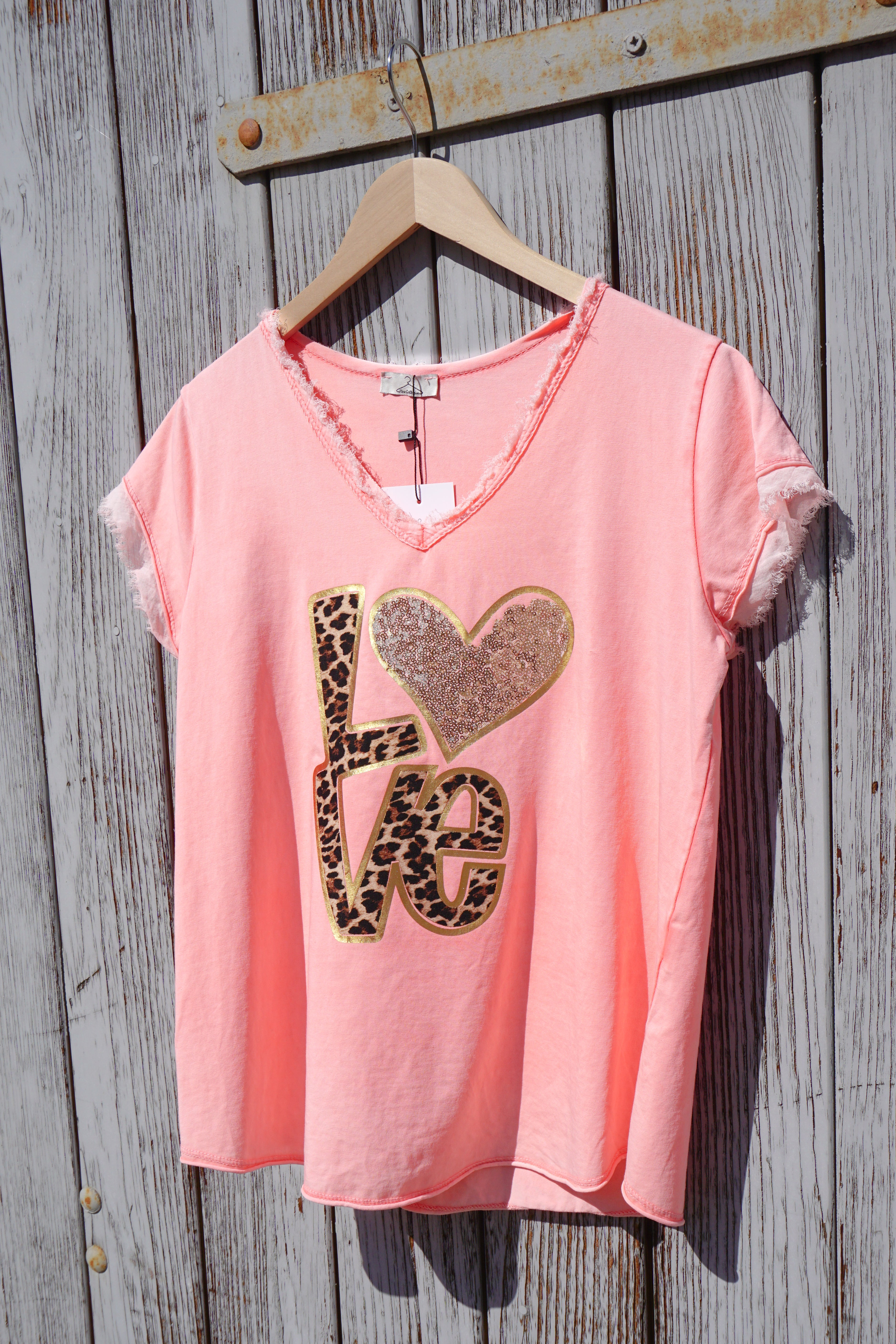 T-Shirt "Leo Love", koralle