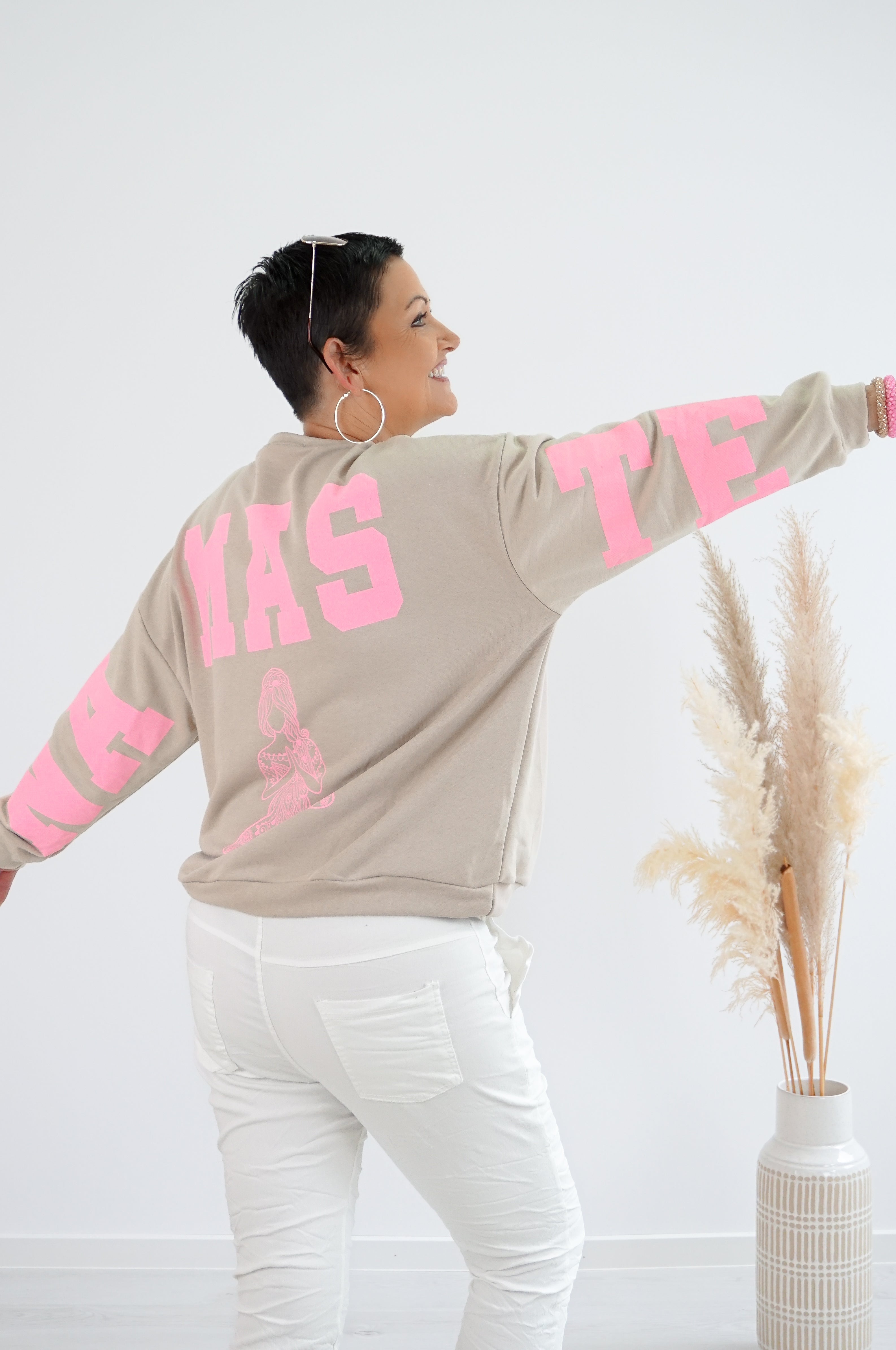 Sweatshirt "Namaste", beige/rosa