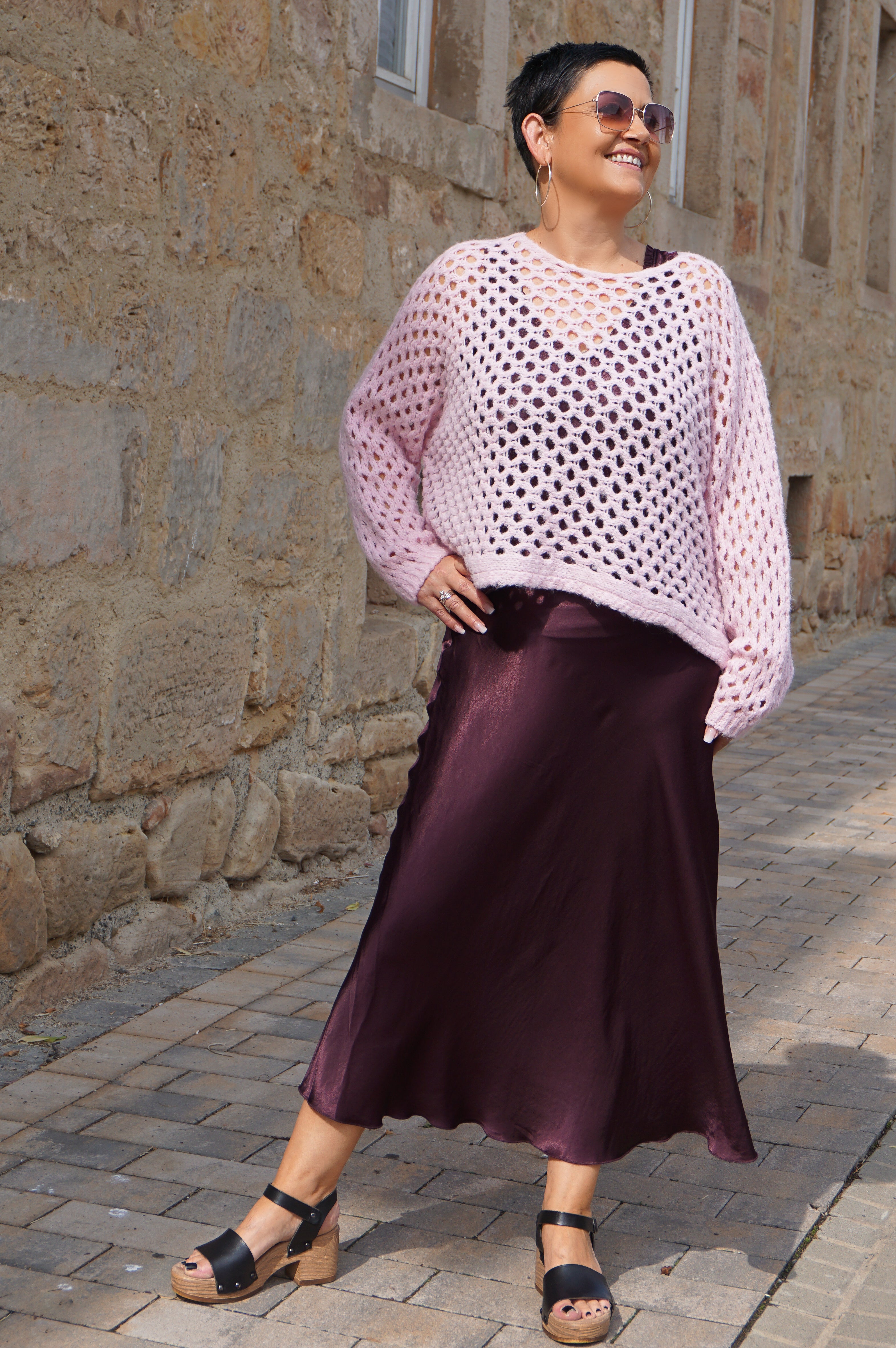 Satin Top, aubergine