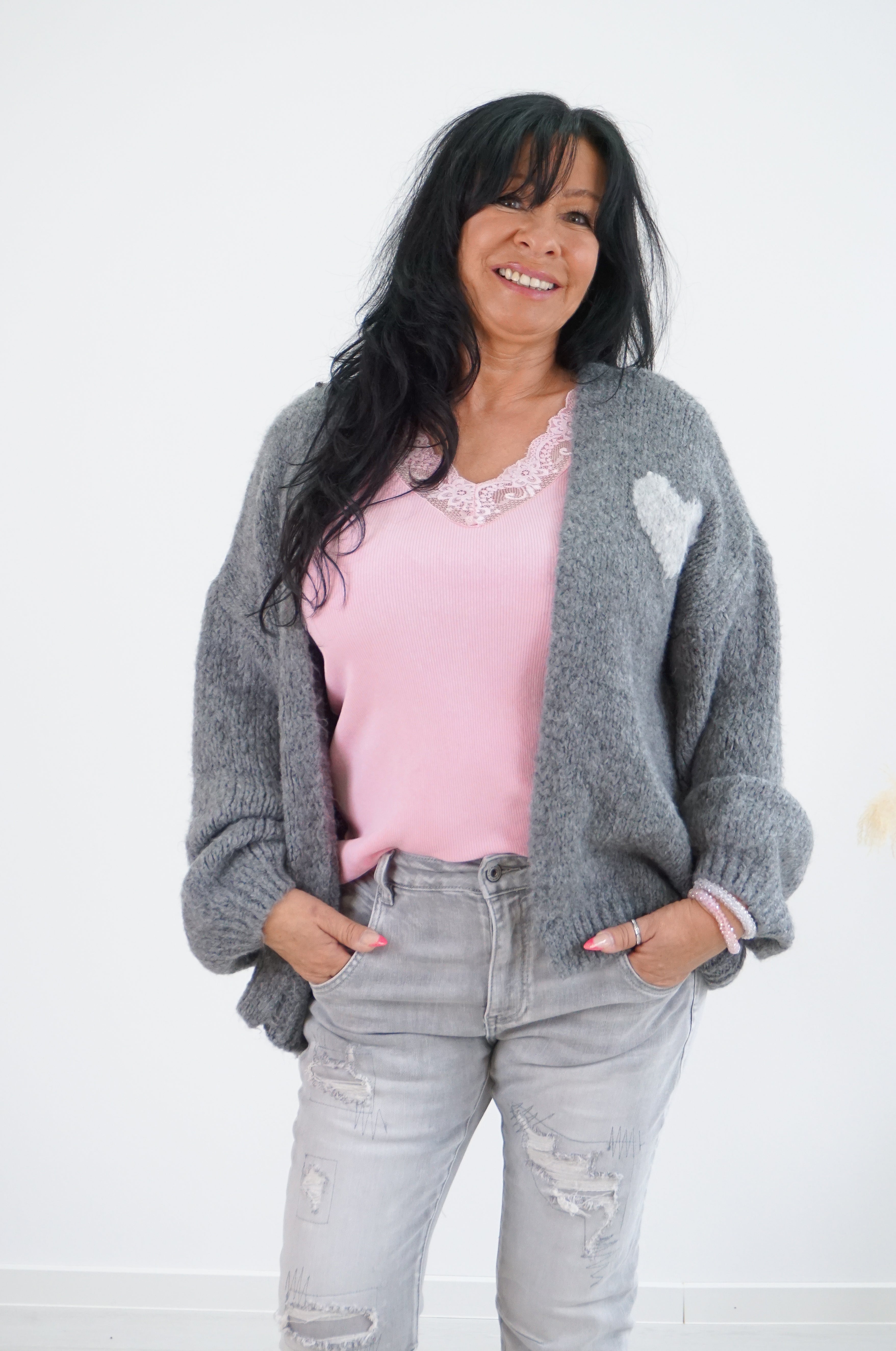 Top mit Spitze, rosa