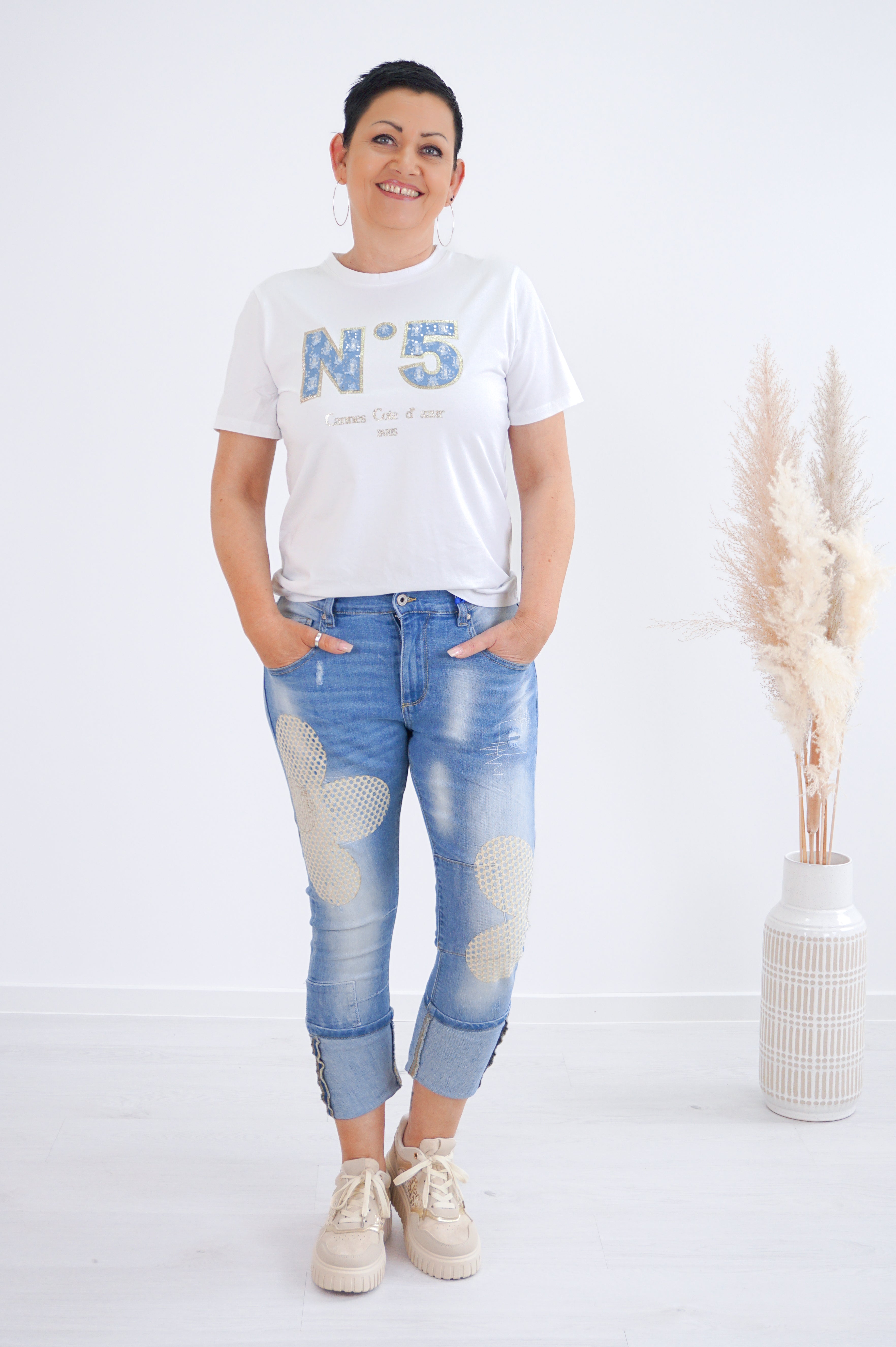 Sexy Woman Jeans "golden Flower"