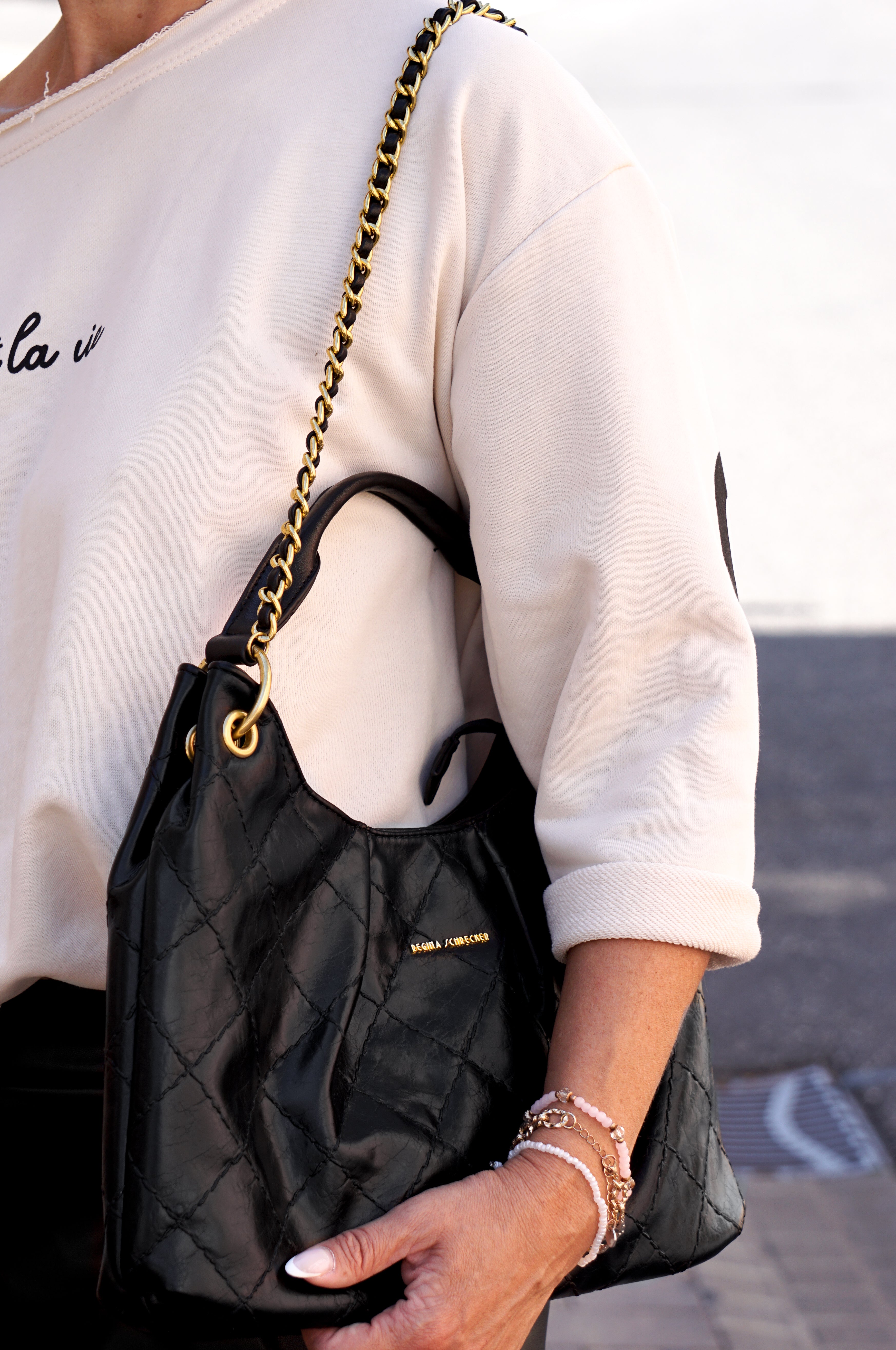 Tasche im Vintage Look, schwarz