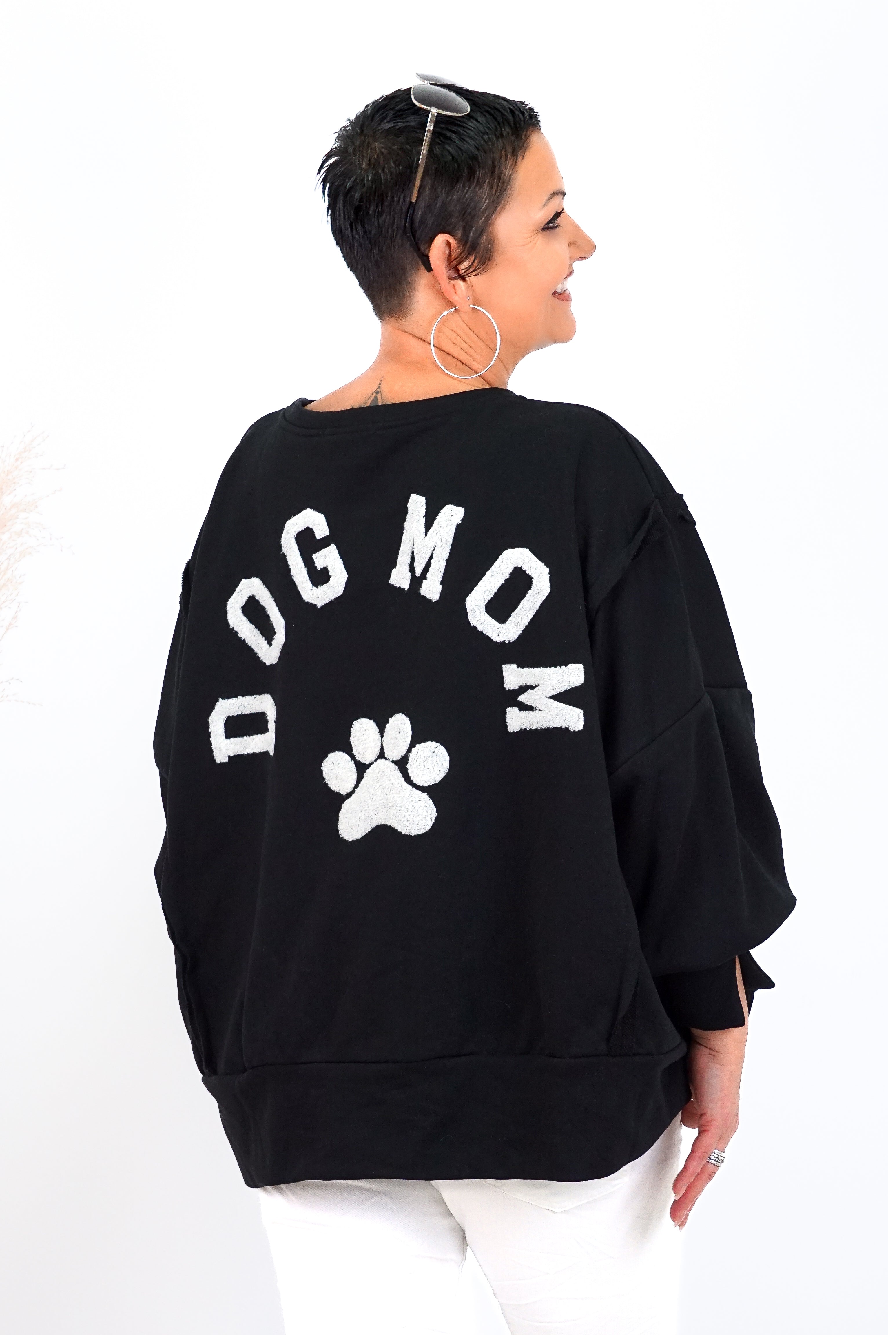 Sweatshirt "DOG MOM“, schwarz/weiß