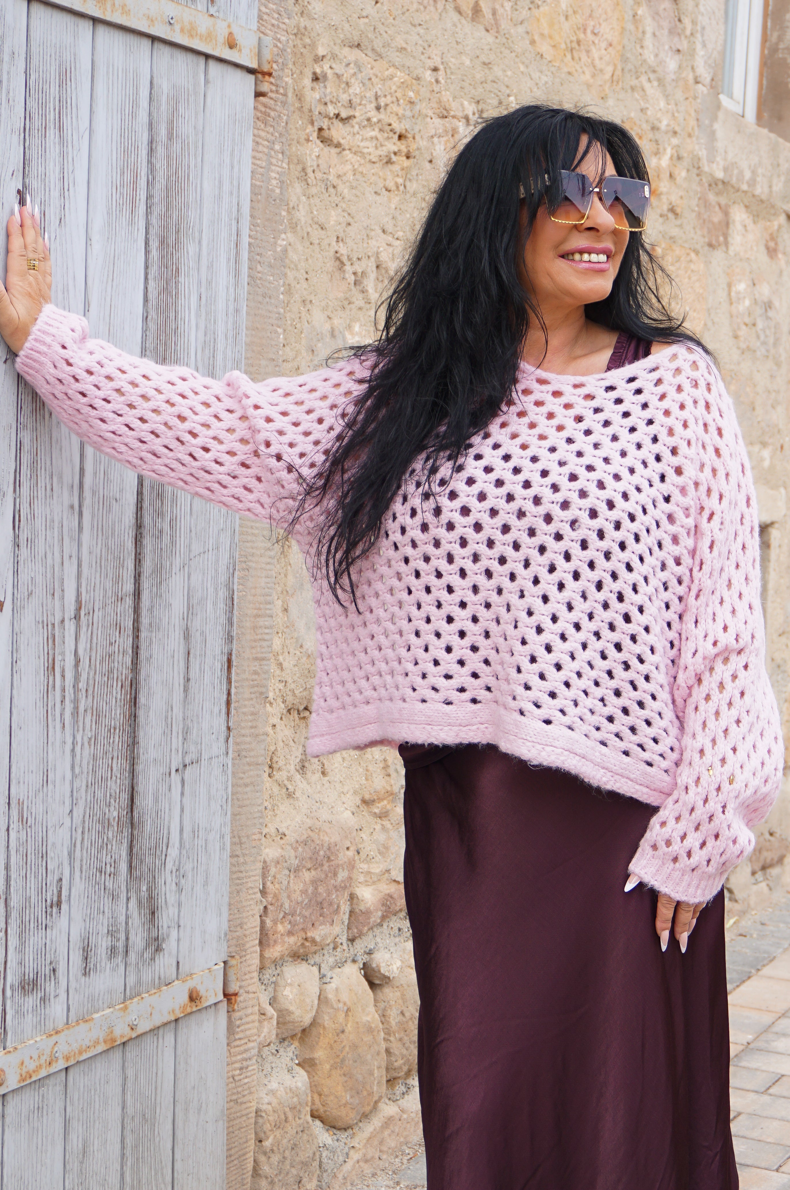 Satin Top, aubergine