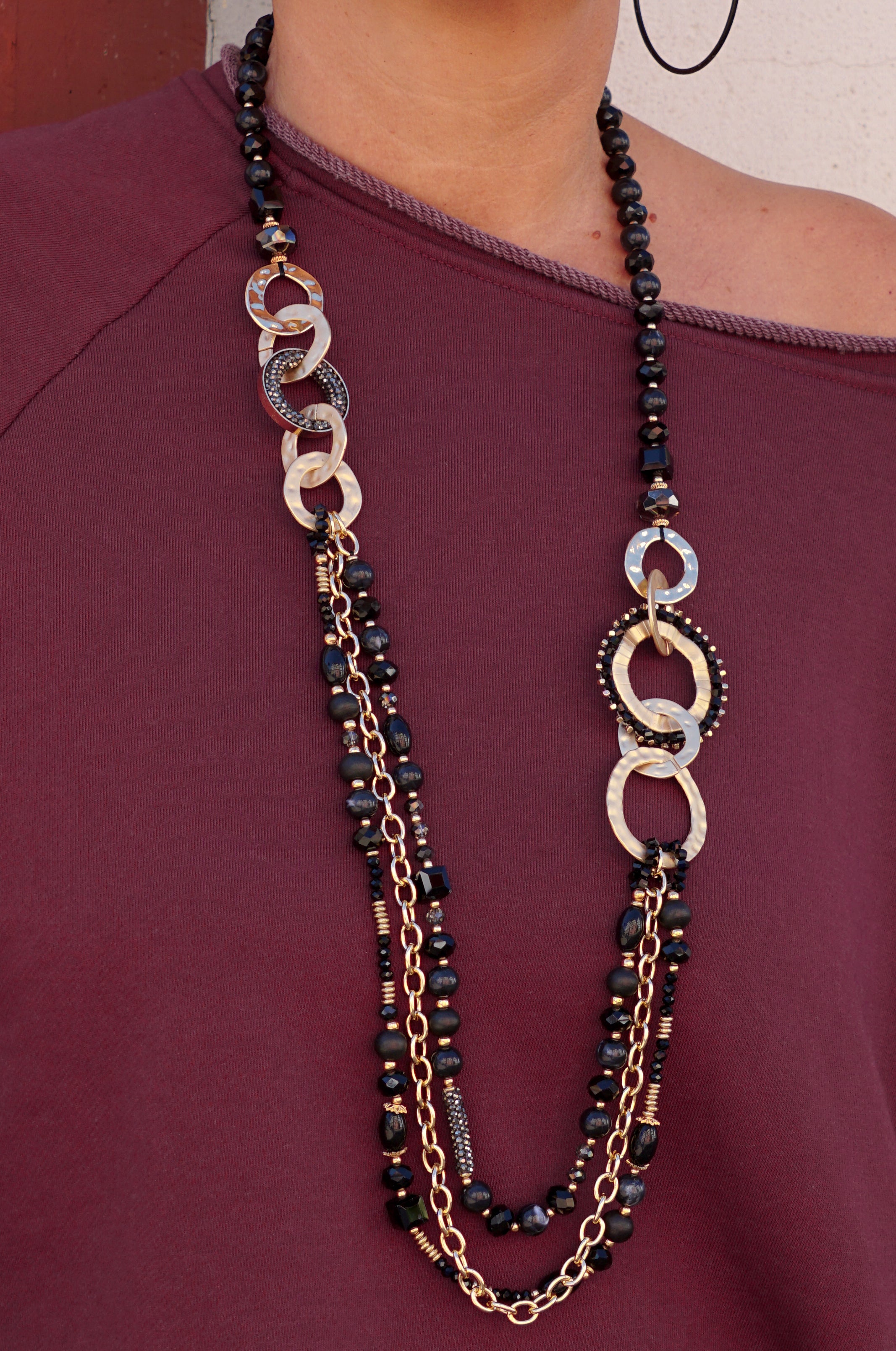 Verspielte Lange Kette, schwarz