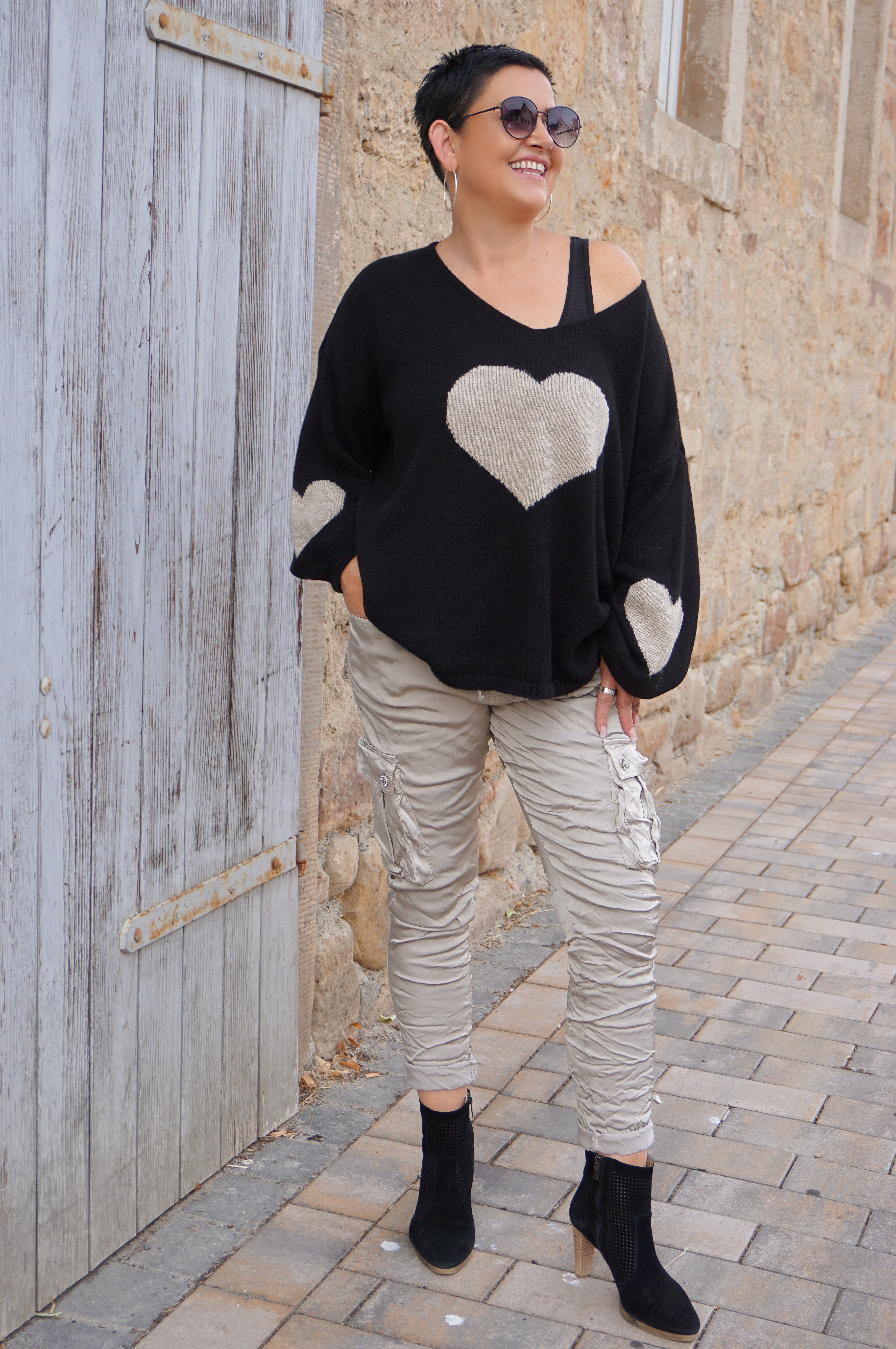Cargo Jogpant im Satin Look, beige