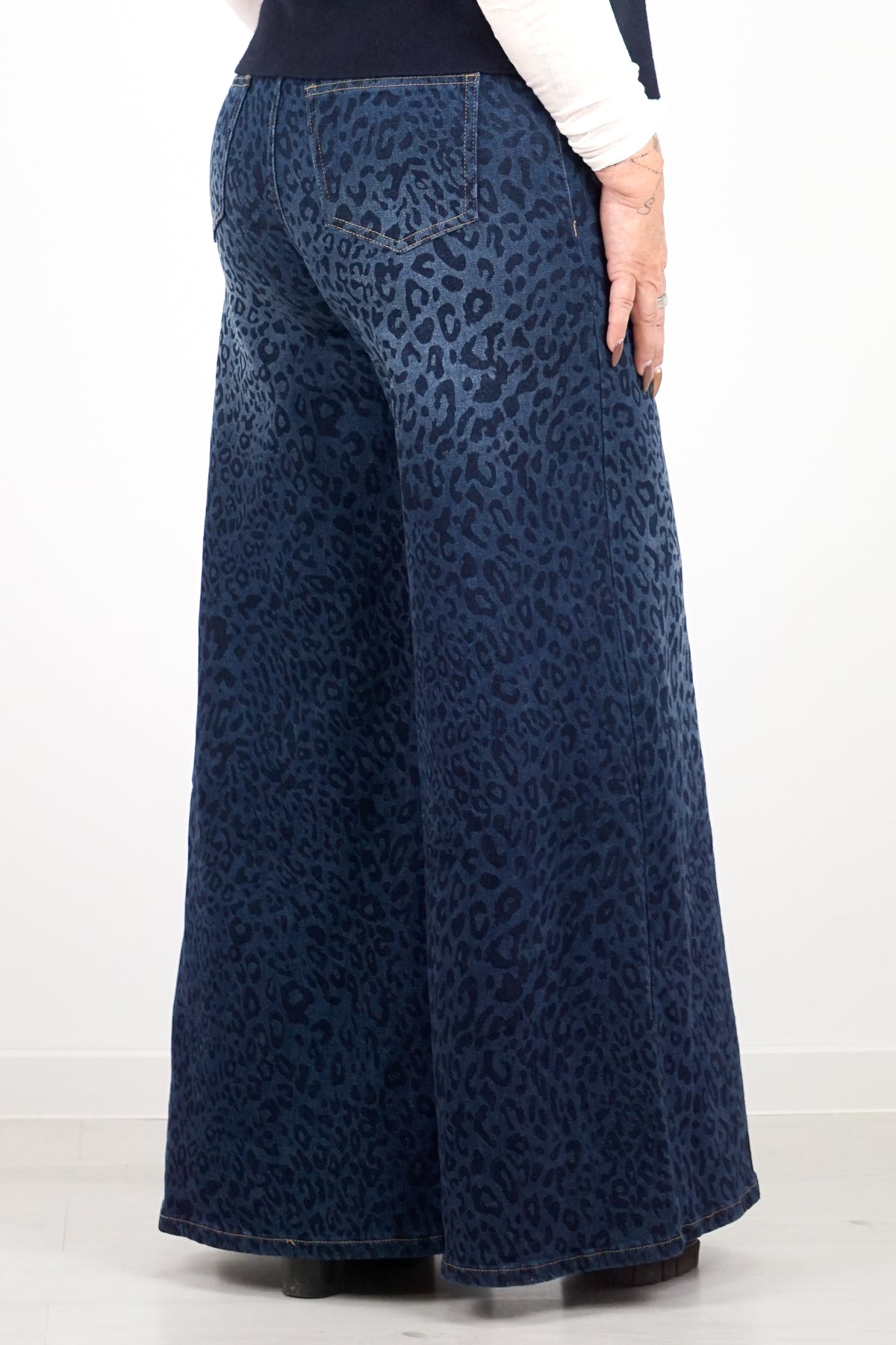 Sexy Woman Palazzo-Jeans mit Leo Print, jeansblau