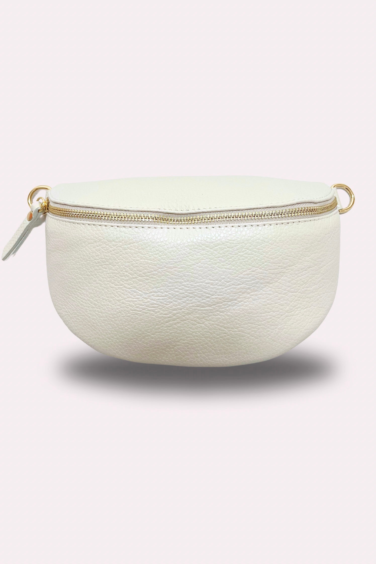 Leder Umhängetasche (hellbeige/gold)