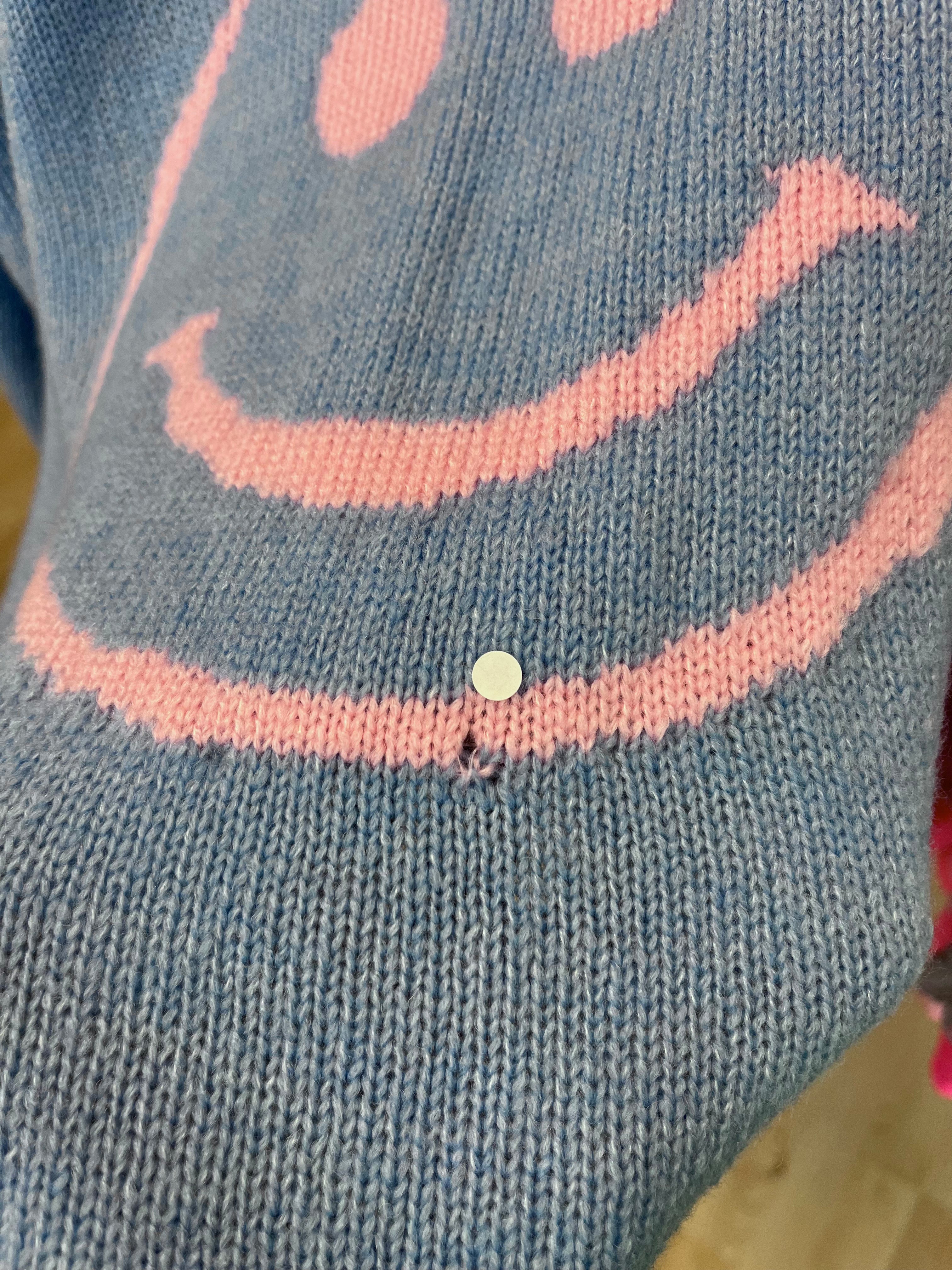 Zweite Wahl - Strickpulli "all good", blau/rosa - kein Umtausch