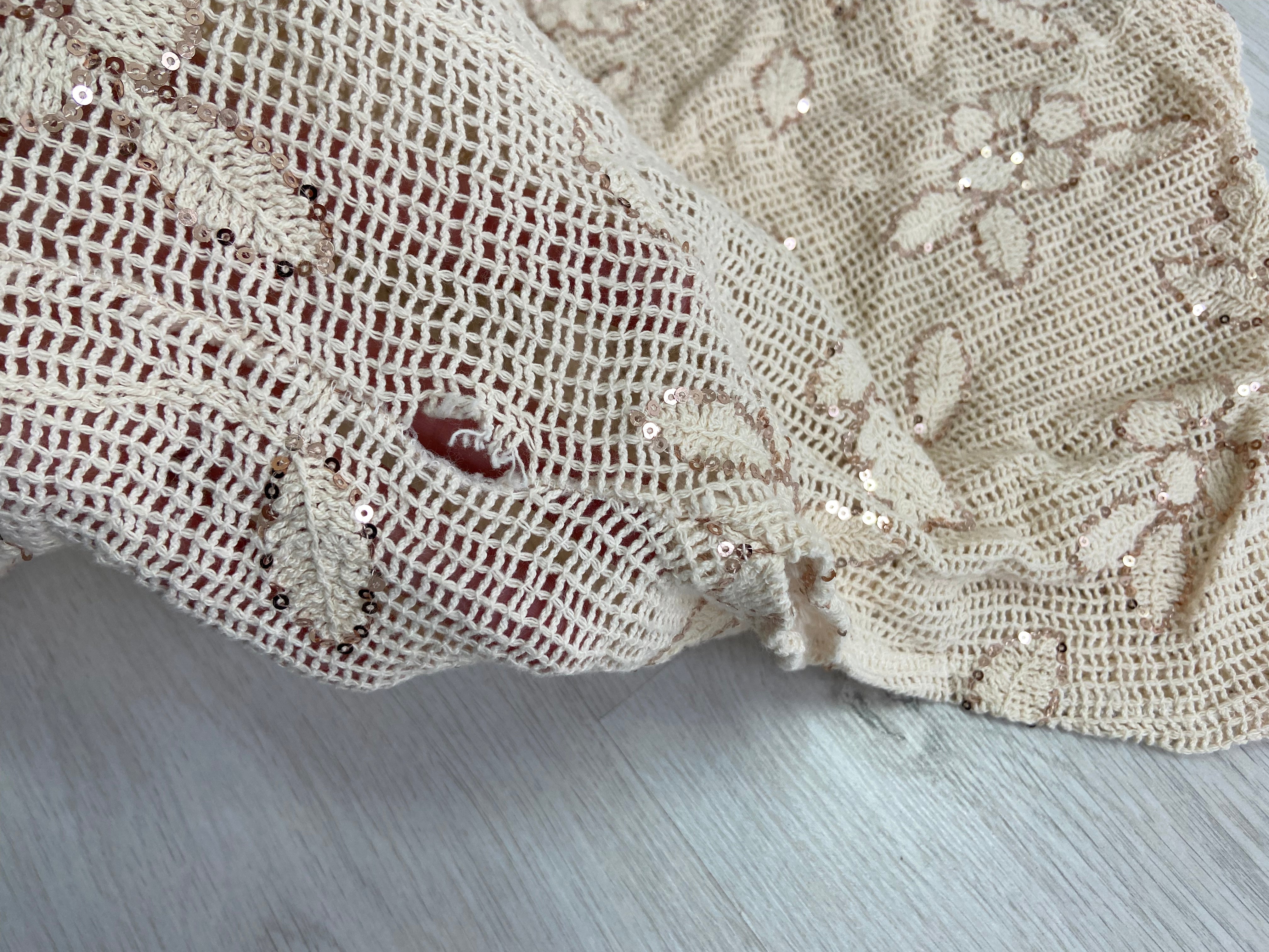 Zweite Wahl - Kurzarm Häkelshirt "Flowers" - Vom Umtausch ausgeschlossen