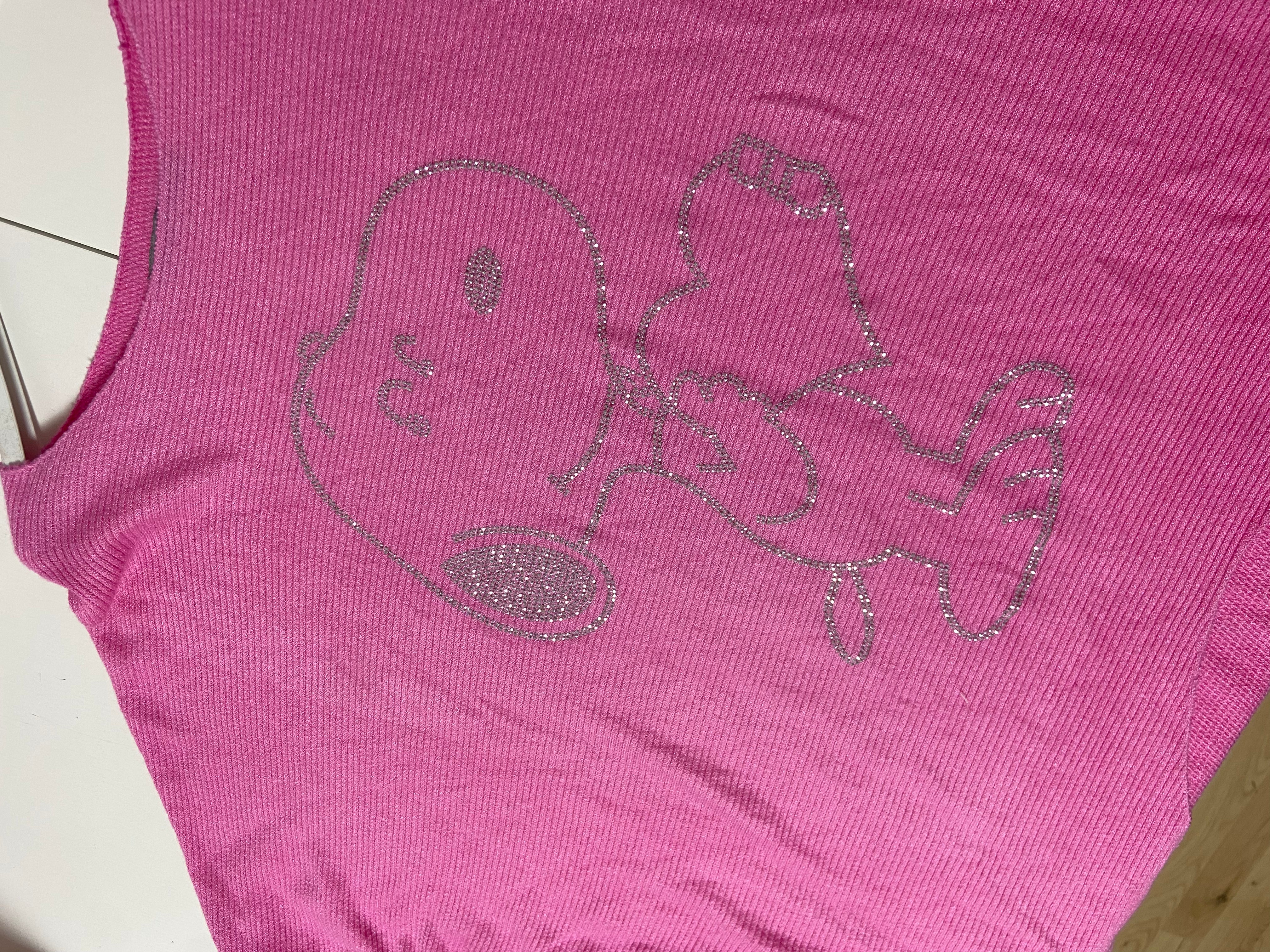 Zweite Wahl - Feinstrickpulli mit Strass-Print "Snoopy", candy pink - Vom Umtausch ausgeschlossen