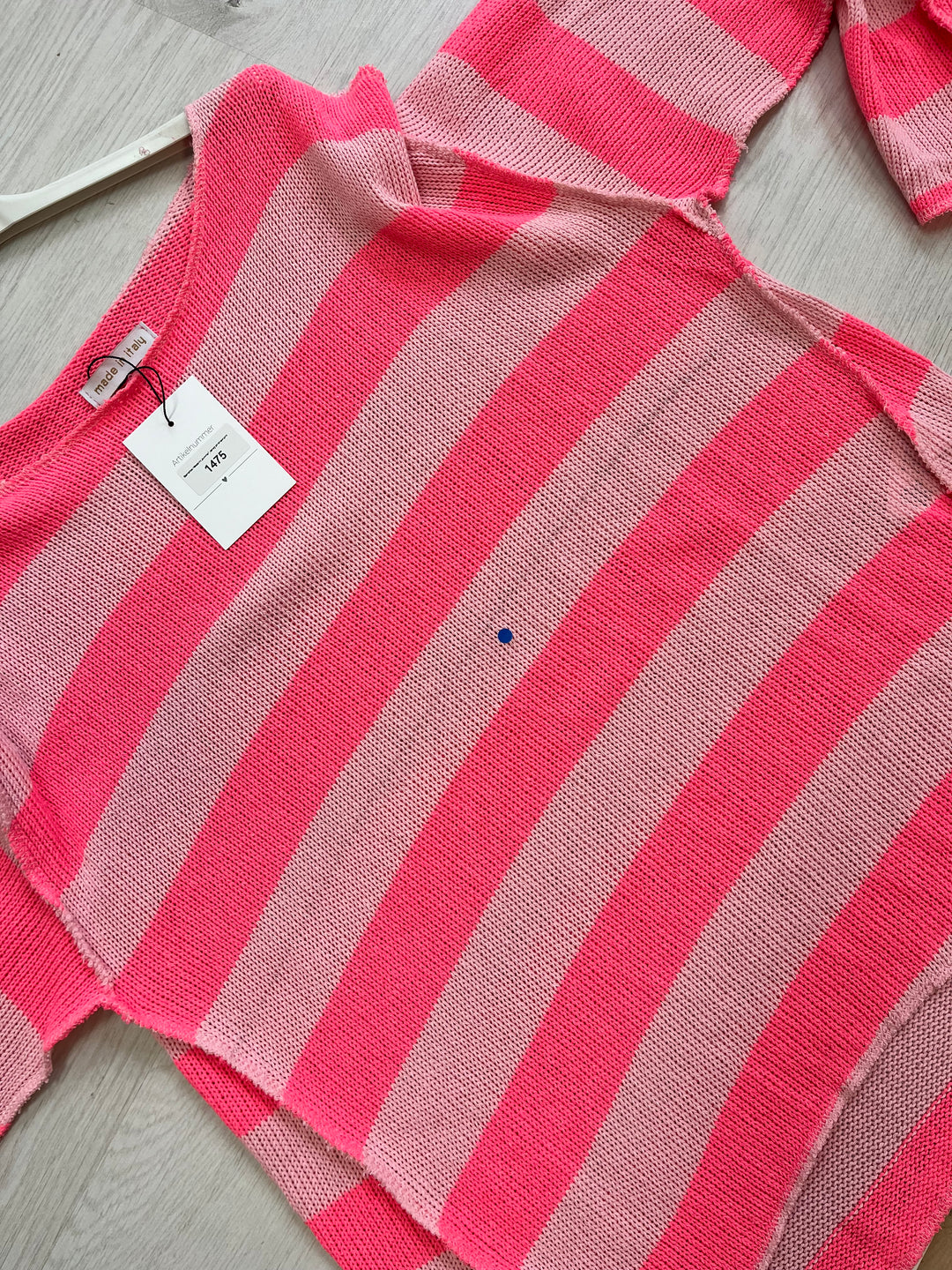 Zweite Wahl - Gestreiftes Häkelshirt „summer“, candy pink/neonpink - kein Umtausch