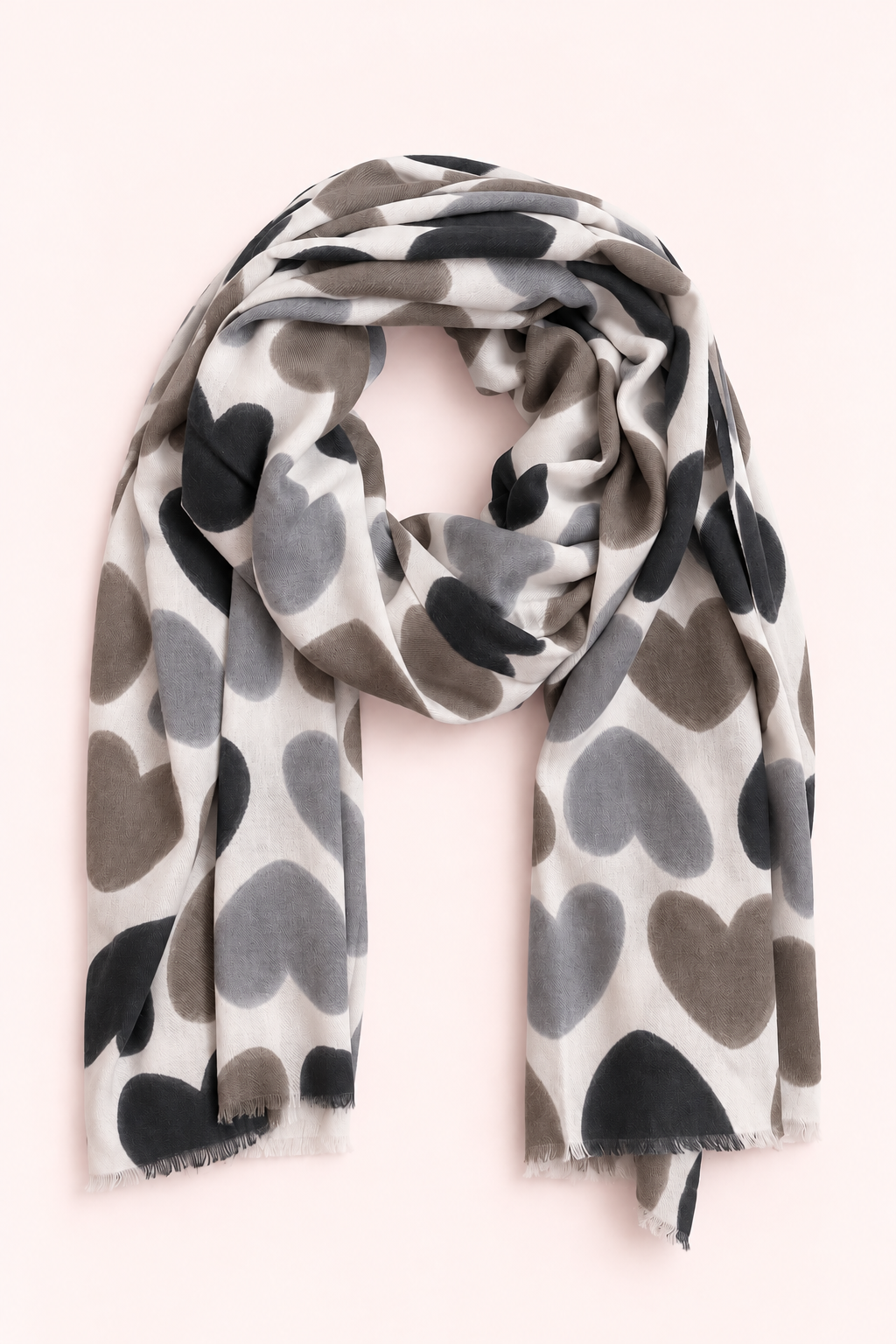 Schal mit Herzen Print, khaki