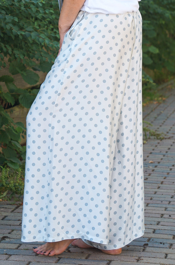 Satin Marlene mit Seide und Polka Dot Print,hellblau