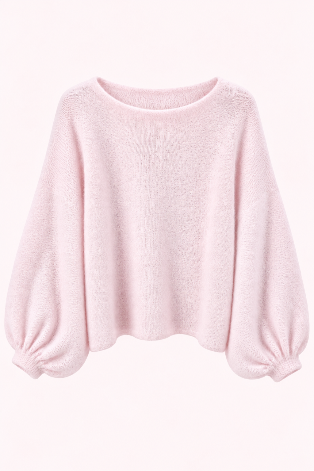 Strickpulli mit weiten Ballonärmeln, rosa
