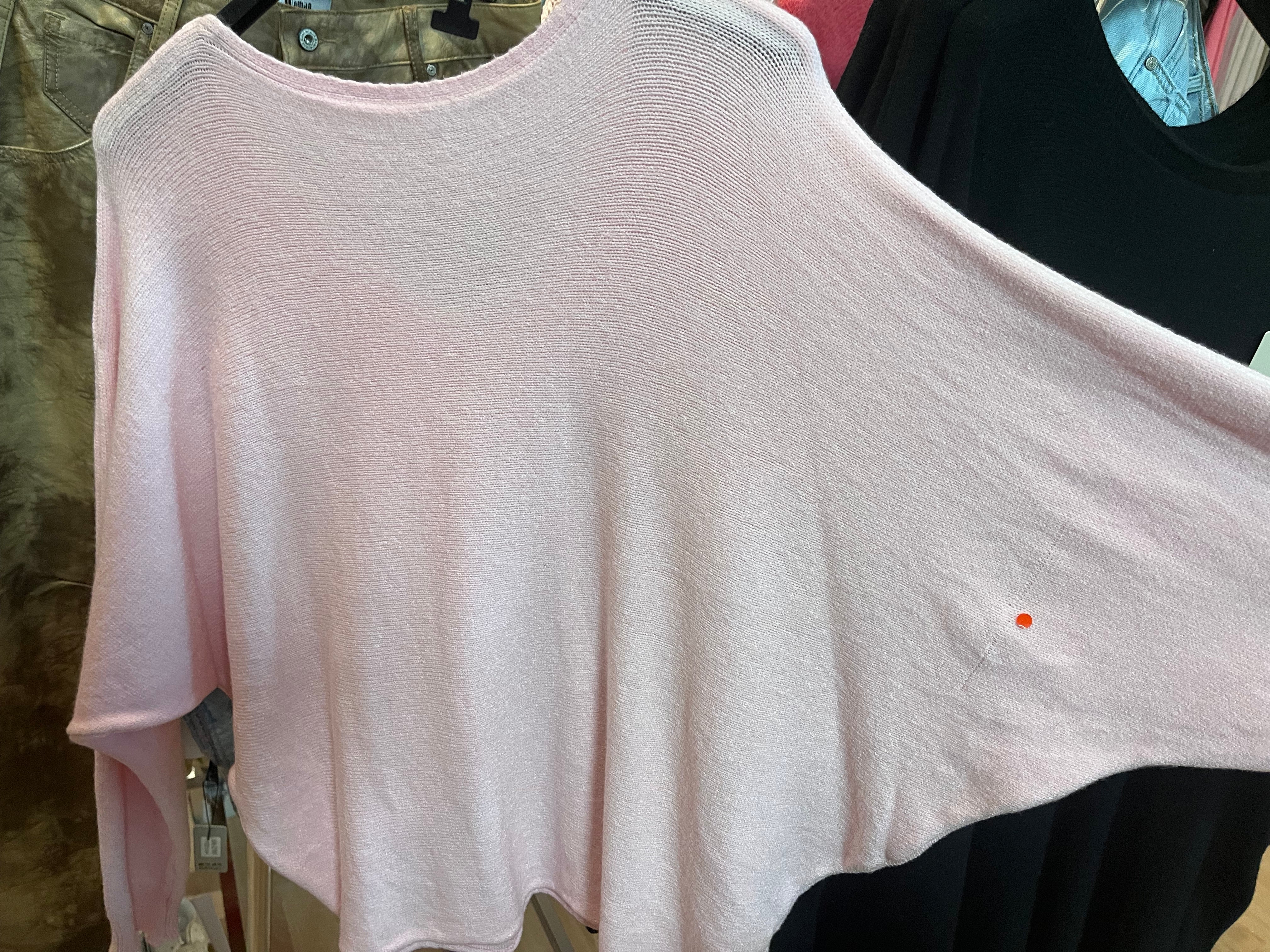 Zweite Wahl - Feinstrickpulli mit Fledermausärmeln, rosa - kein Umtausch