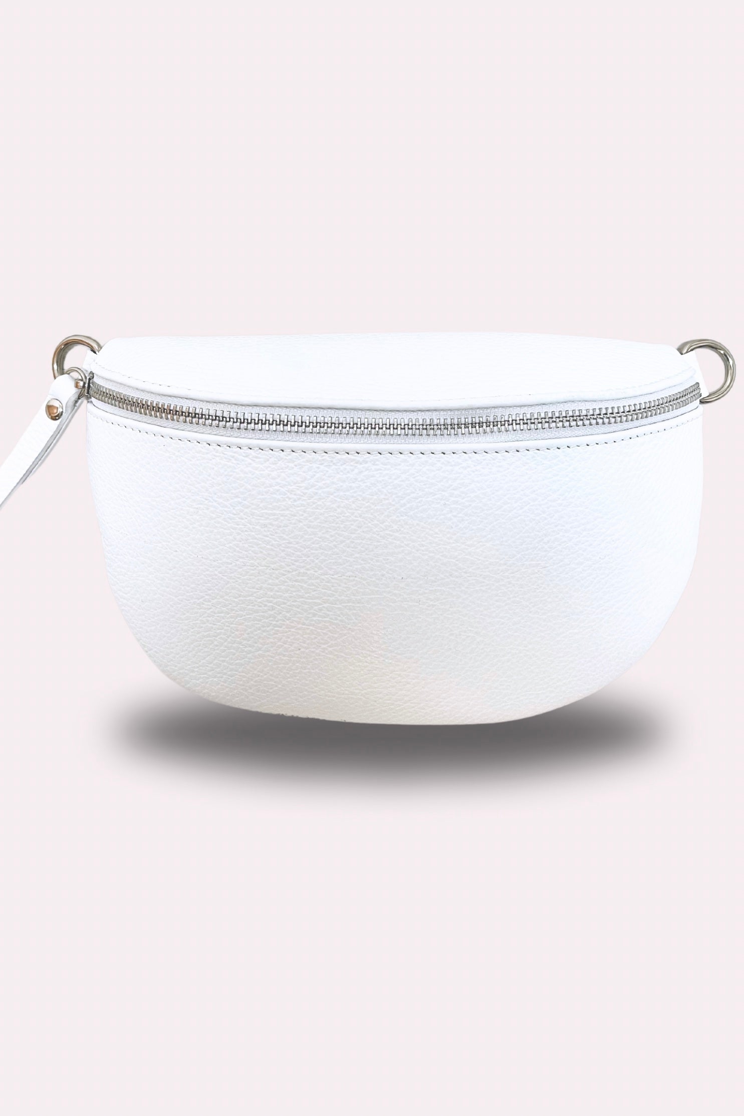 Leder Umhängetasche (weiß/silber)
