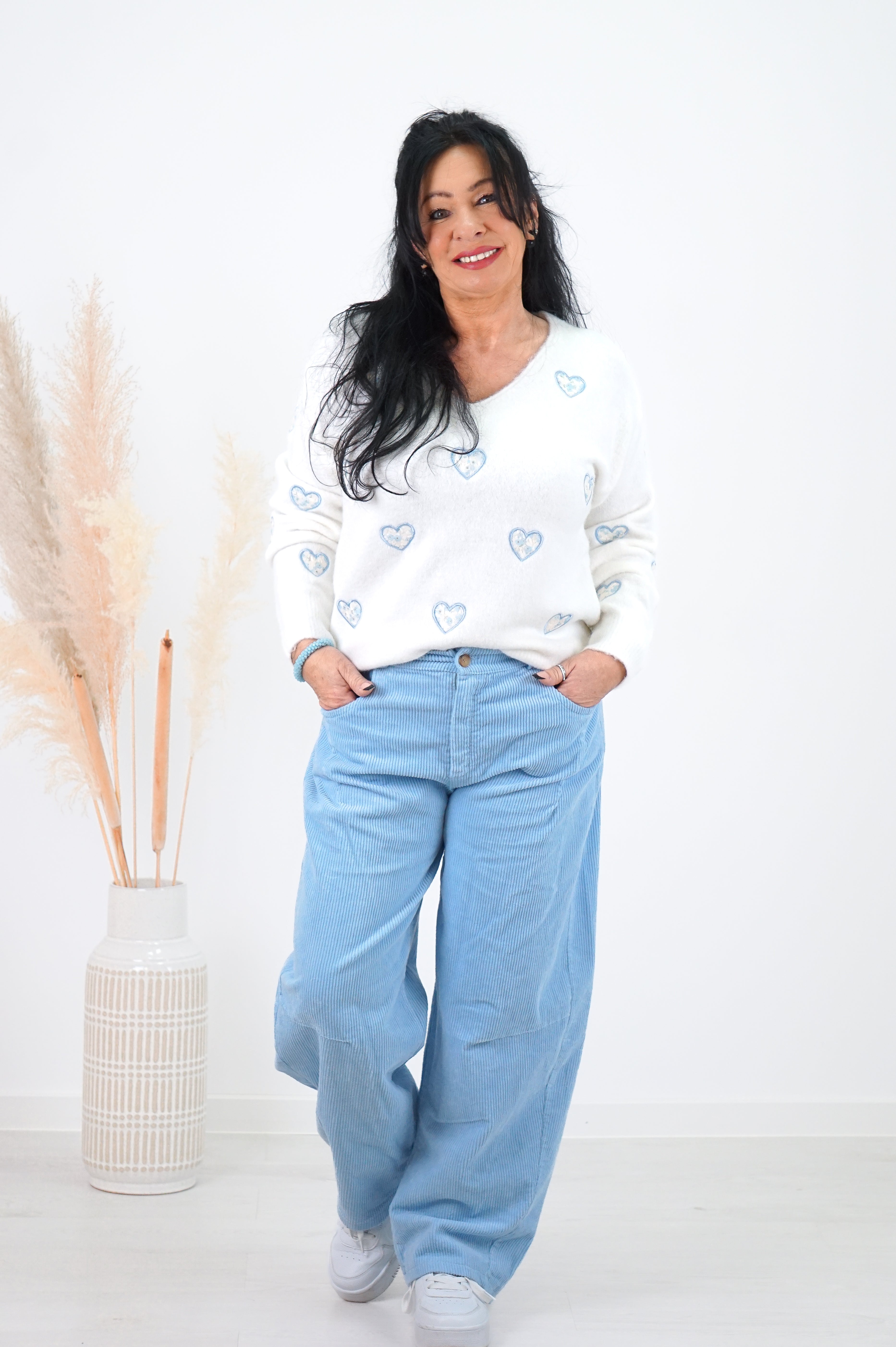 Feinstrickpulli „Flower Hearts“