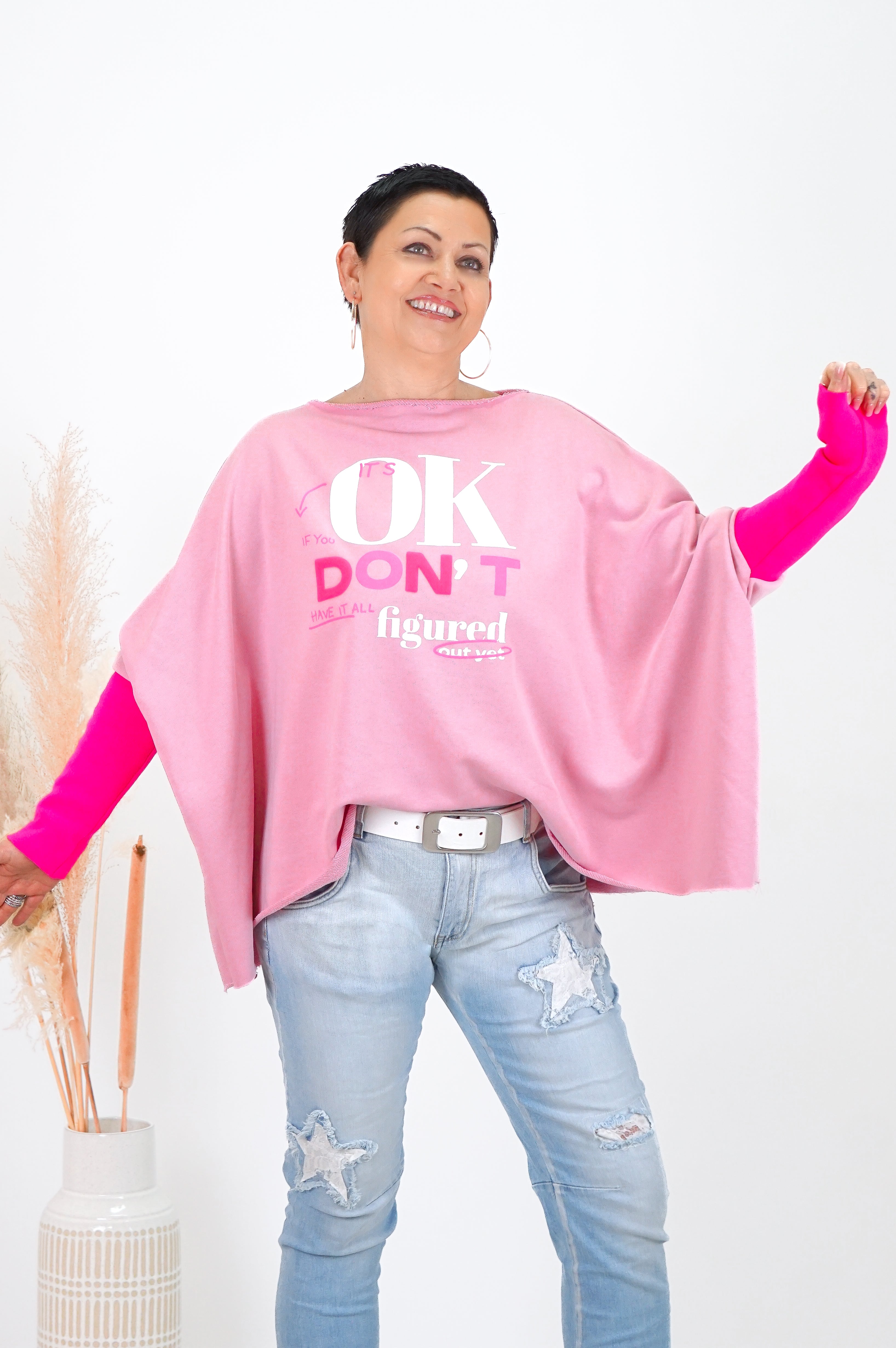 Oversize Sweatshirt „OK“, rose