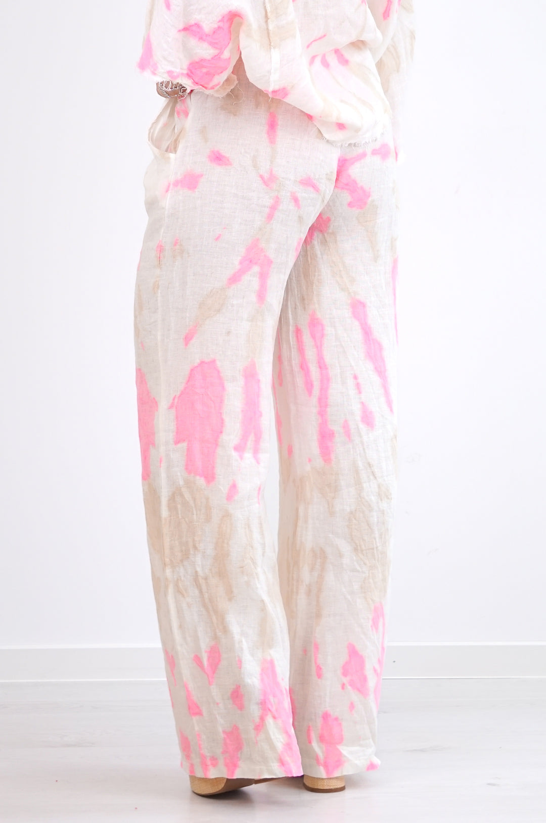 Leinenhose "Batik" mit geradem Bein