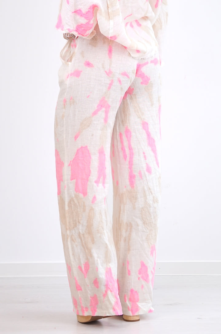 Leinenhose "Batik" mit geradem Bein
