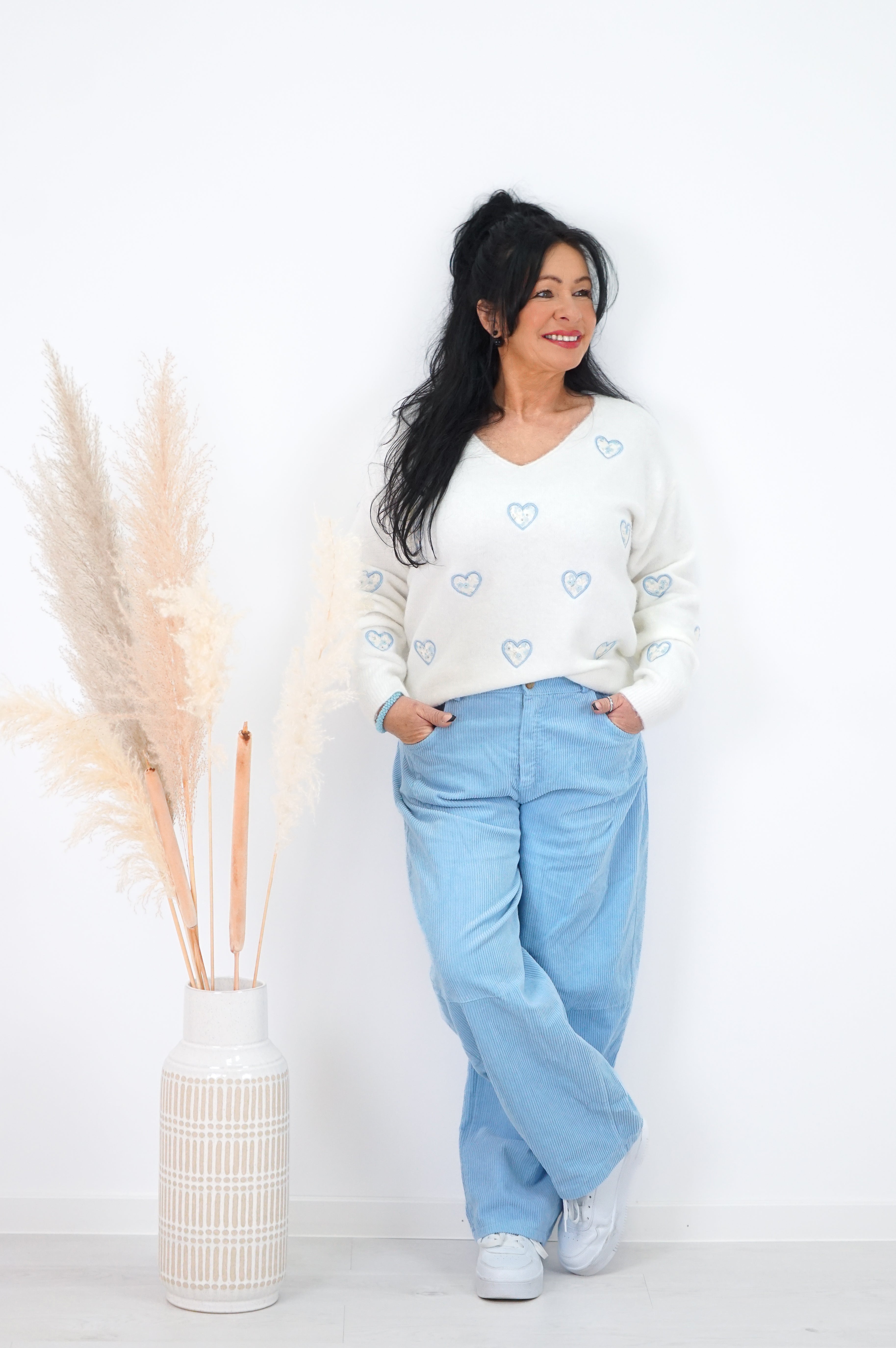 Cordhose im Ballonfit, hellblau