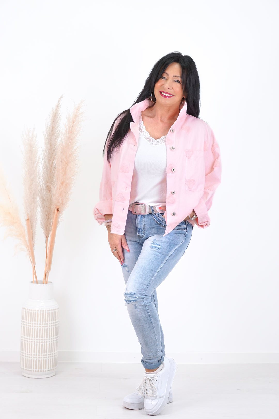 Jewelly Jeans mit unterlegten Rissen